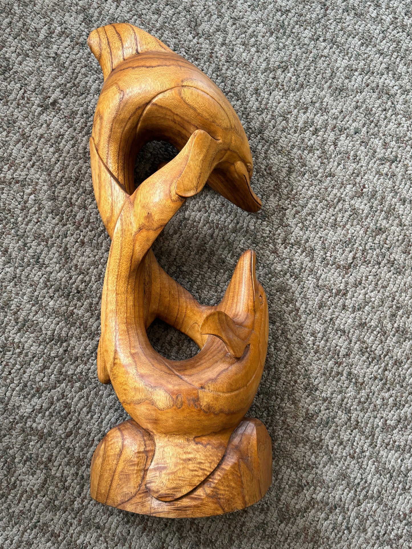 Hand Carved Wooden Dolphin Statue