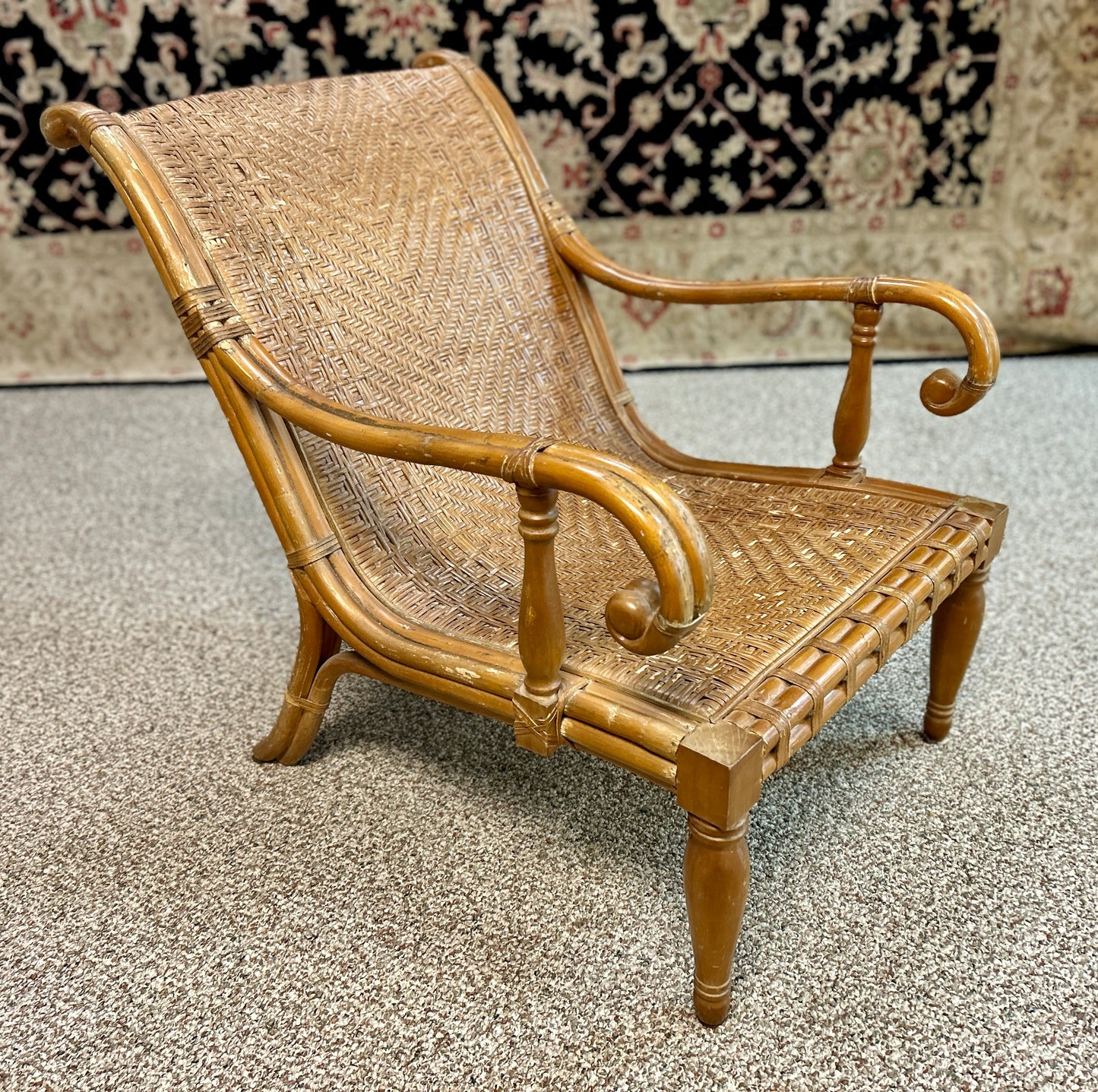 Beautiful, Vintage Bamboo and Wicker Accent Chair, 33" Tall x 26" Wide