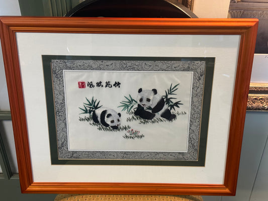 Chinese Embroidery On Silk Framed Art