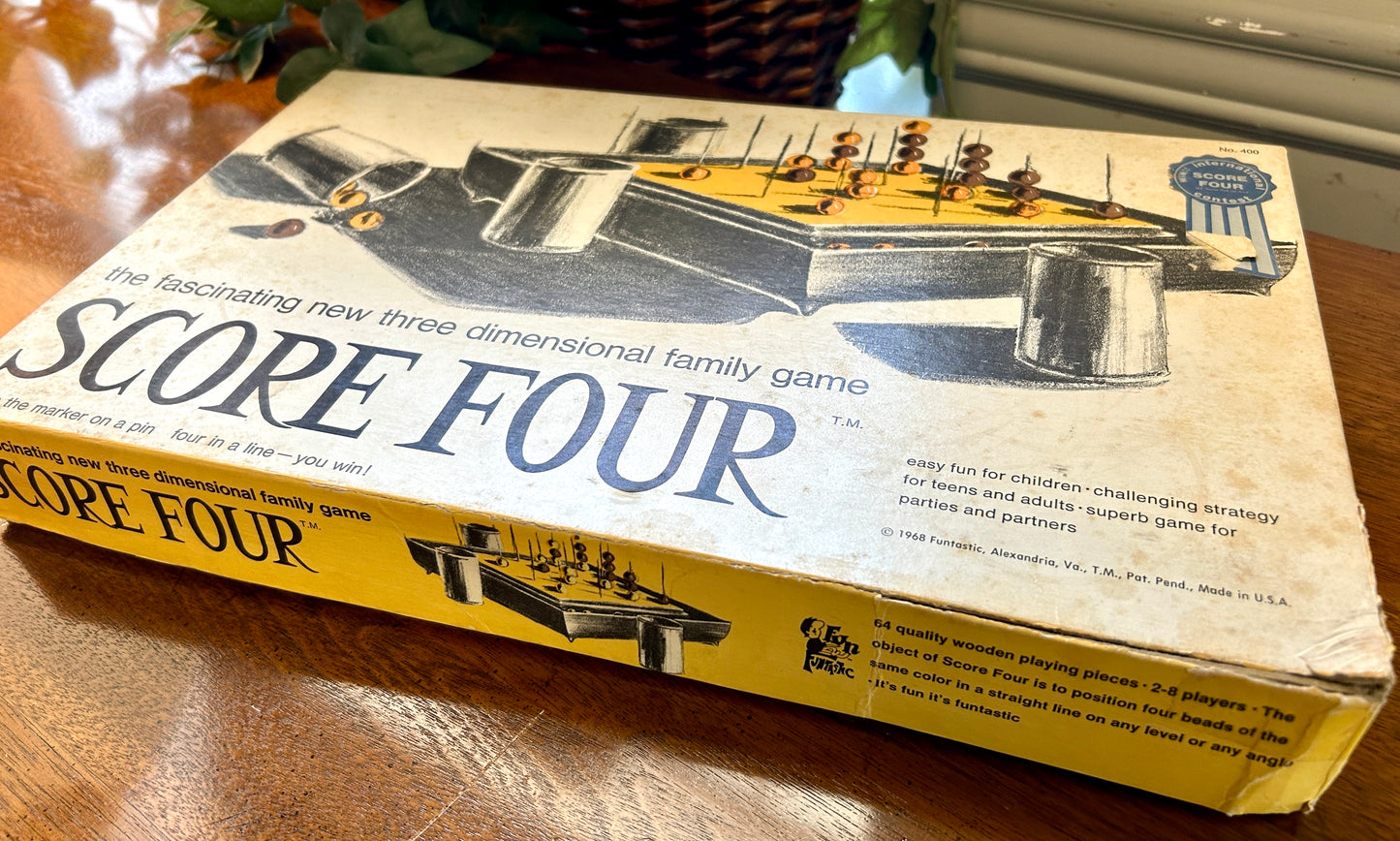 Vintage Board Game, 1968 "Score Four" by Funtastic, Alexandria, Virginia