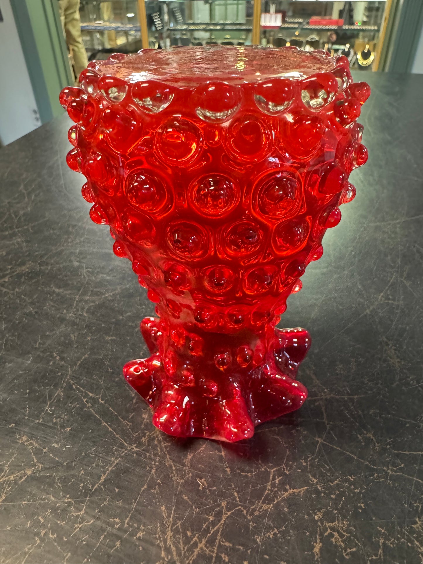 Red Hobnail Vase