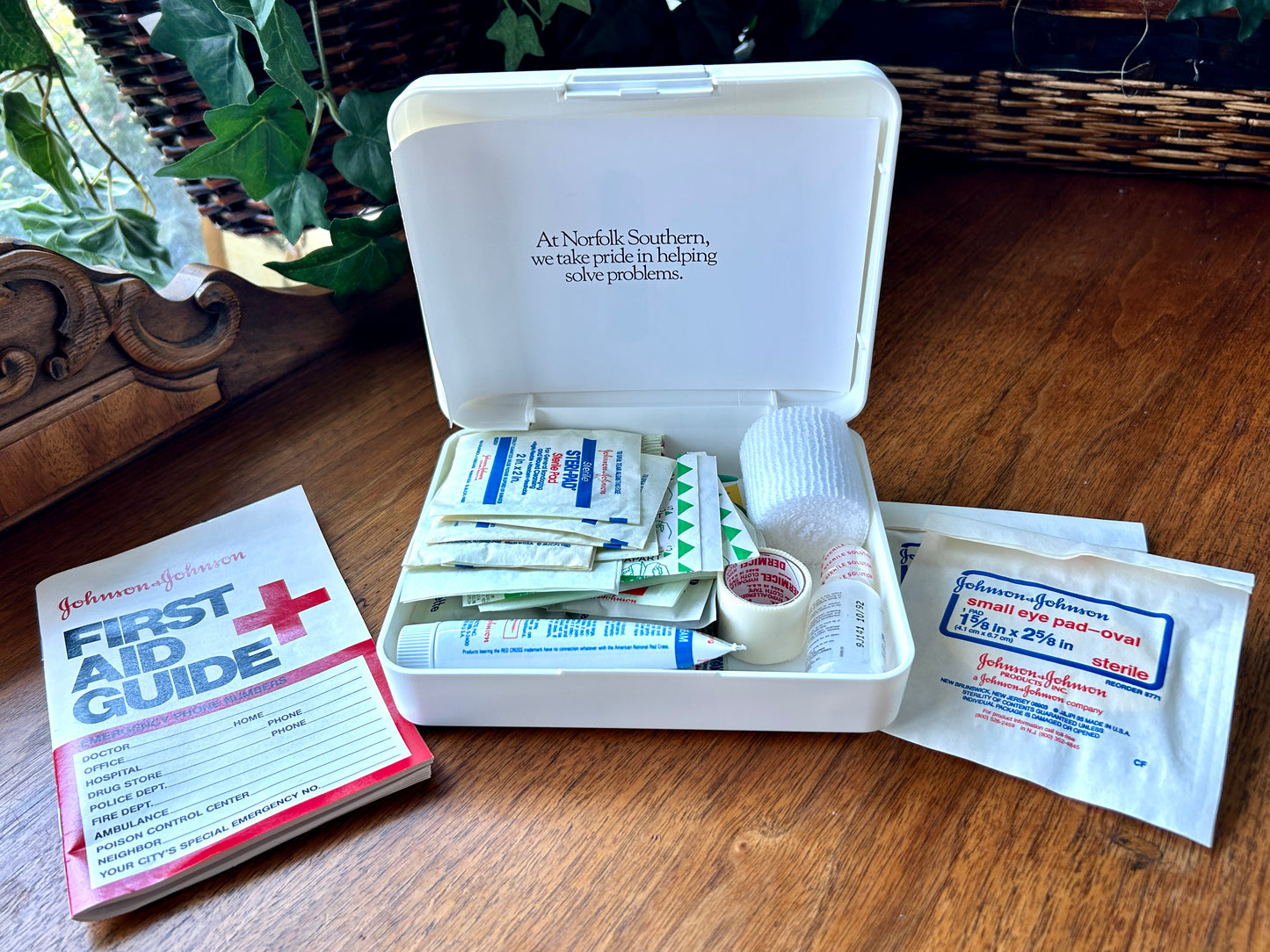 Vintage Norfolk Southern Railroad First Aid Kit, with Supplies, 1970s