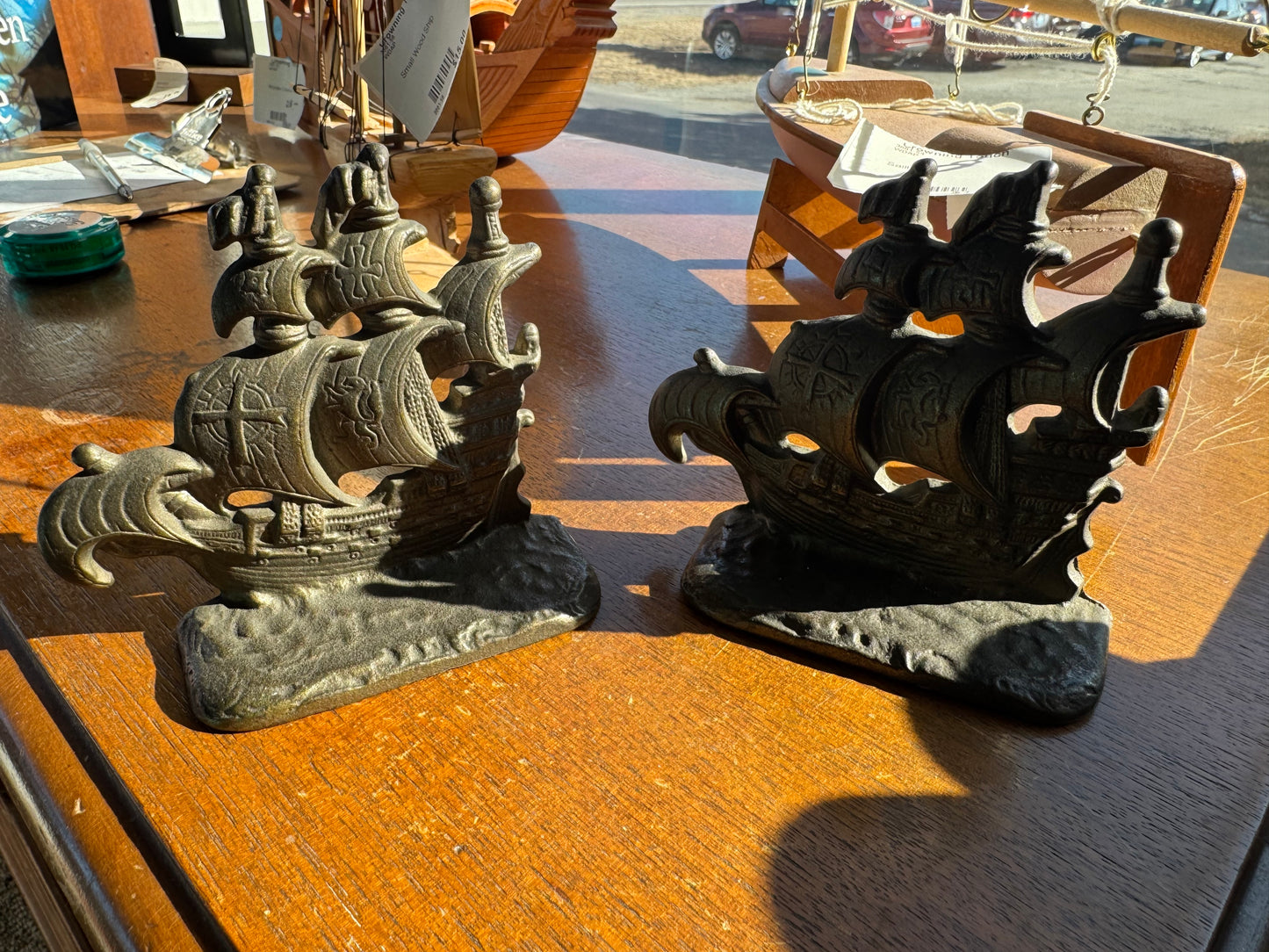 Cast Iron Pirate Galleon 1928 Bookends