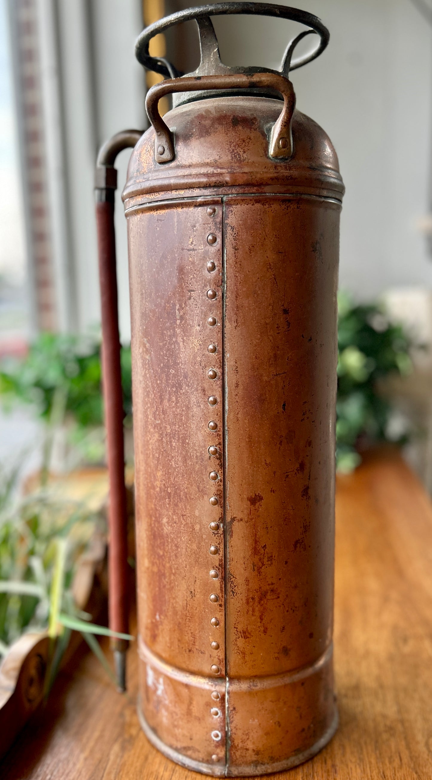 1940's Antique Fire Extinguisher, Copper & Brass The Nolco Fire Extinguisher