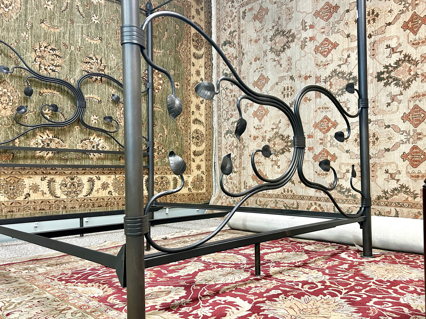 Eden Isle Iron Canopy Artisan Blacksmith Crafted Double Bed By Stone County Ironworks, USA