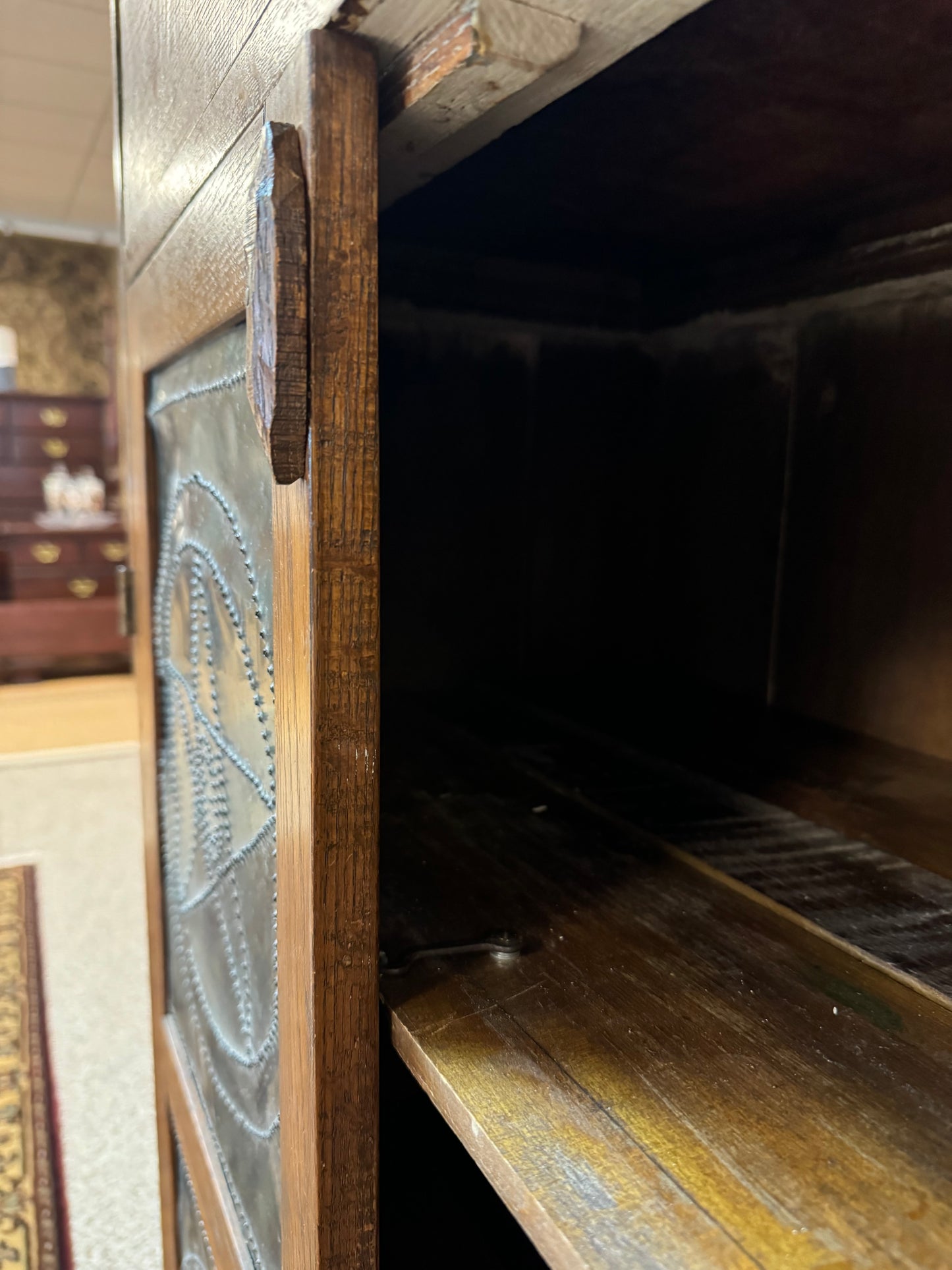 Antique Pie Safe With Push Tin Primitive Star Doors