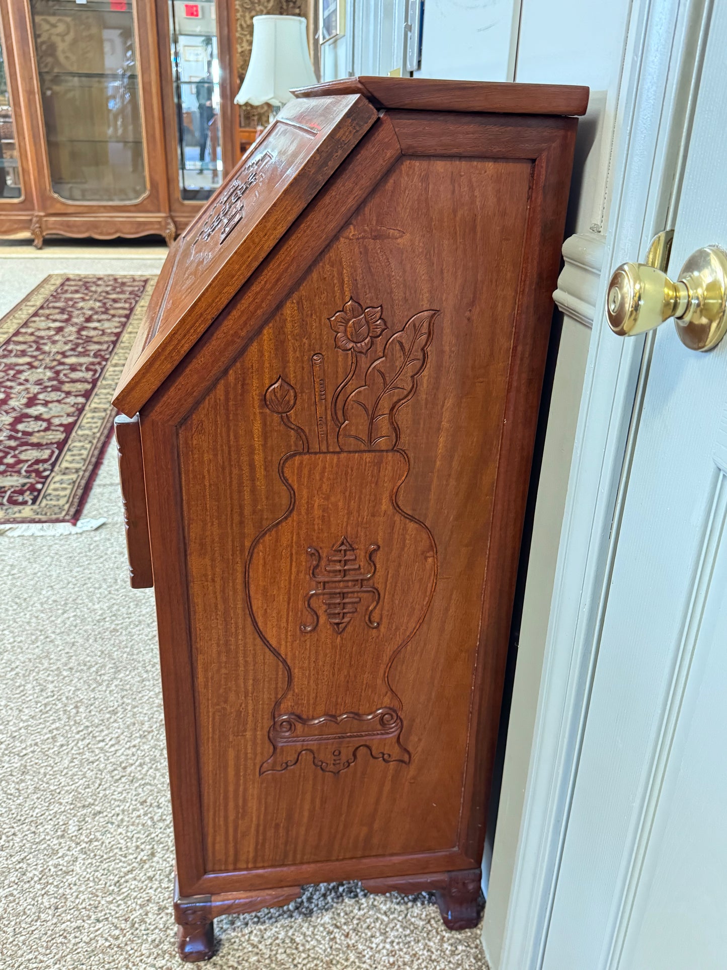 Solid Wood Oriental Design Secretary Desk