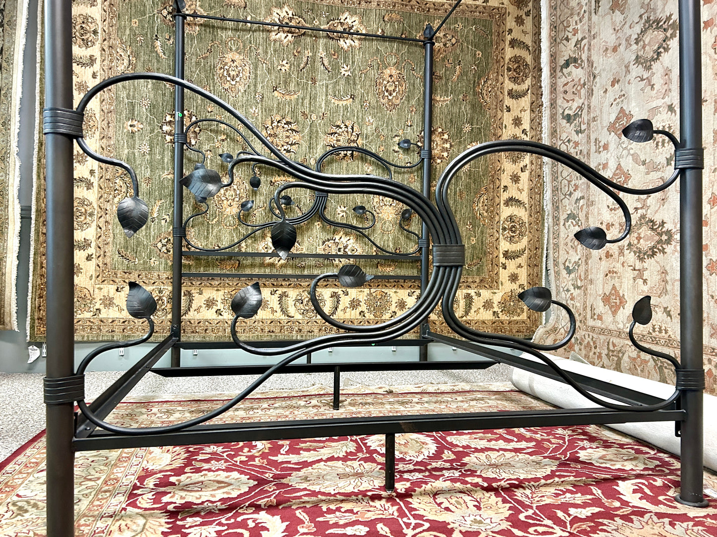 Eden Isle Iron Canopy Artisan Blacksmith Crafted Double Bed By Stone County Ironworks, USA