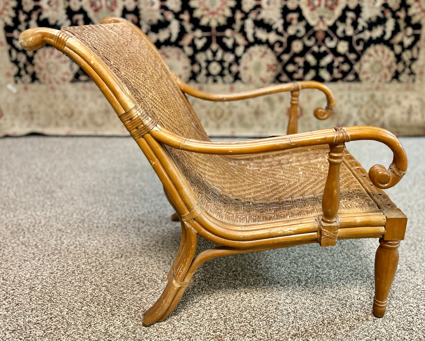 Beautiful, Vintage Bamboo and Wicker Accent Chair, 33" Tall x 26" Wide