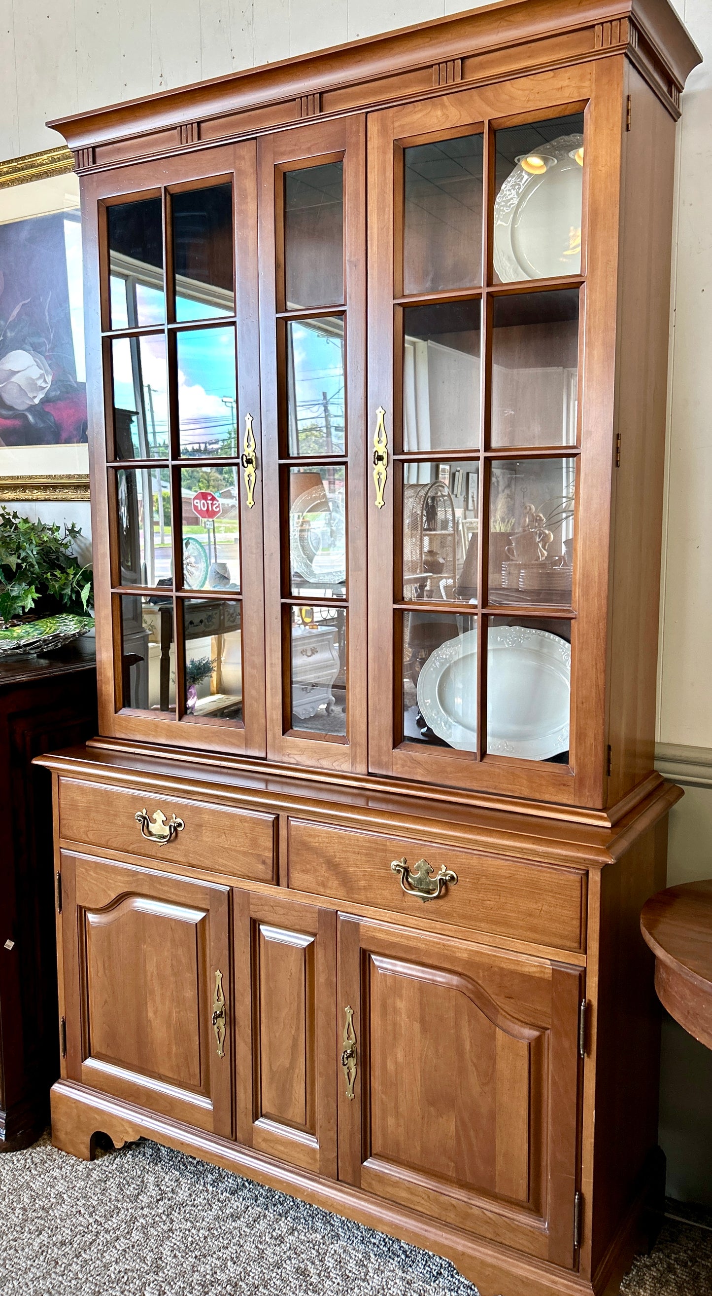 Davis Cabinet Co. Cherry China Hutch, Handcrafted Solid Wood, 84" Tall