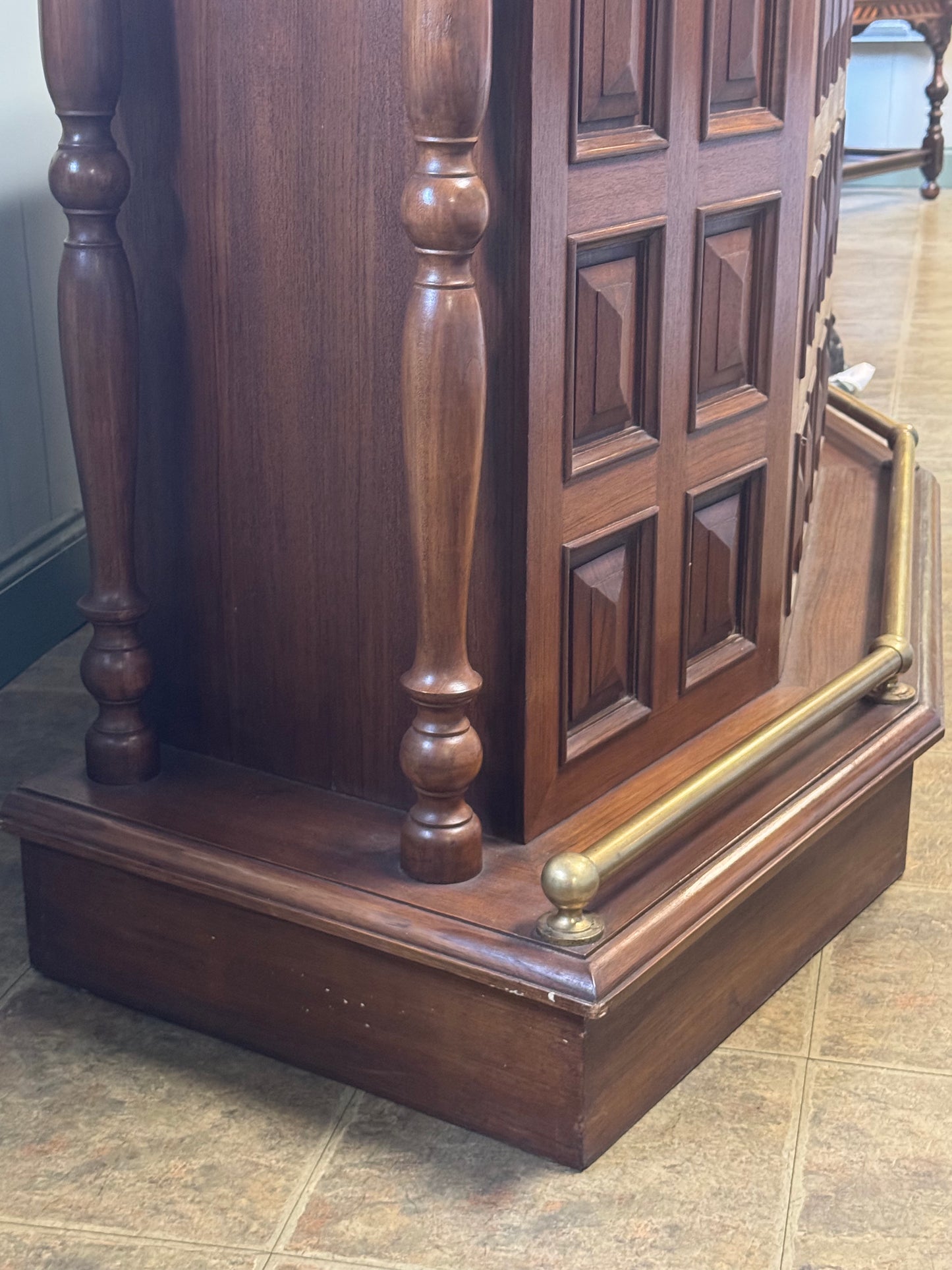 Teak, Marble And Leather Home Bar