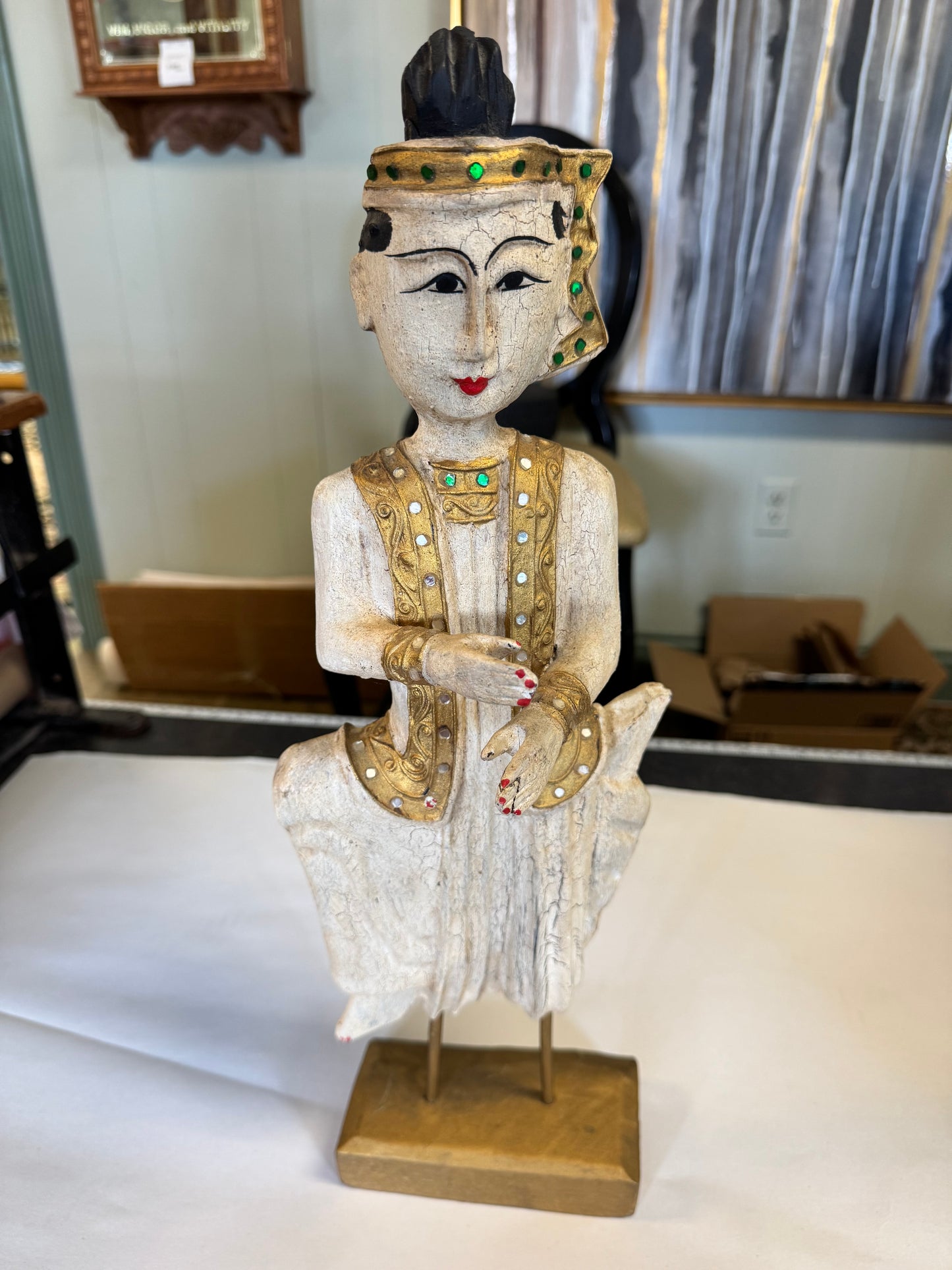Pair Of Wooden Hand-Carved Statues