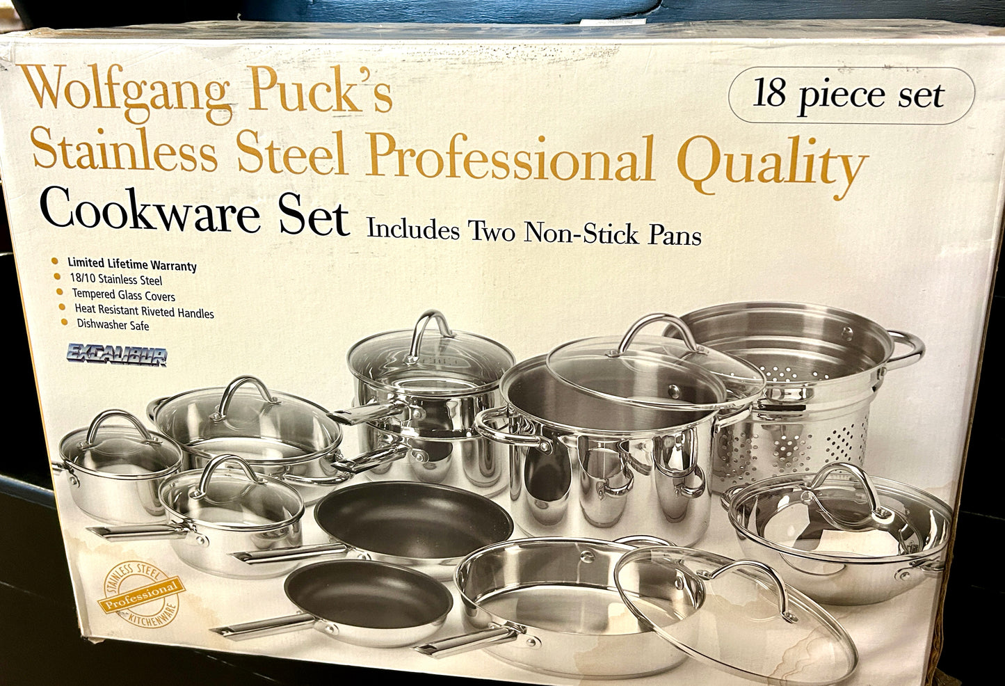 WOLFGANG PUCK'S 18pc.Stainless Steel Cookware Set, NEW