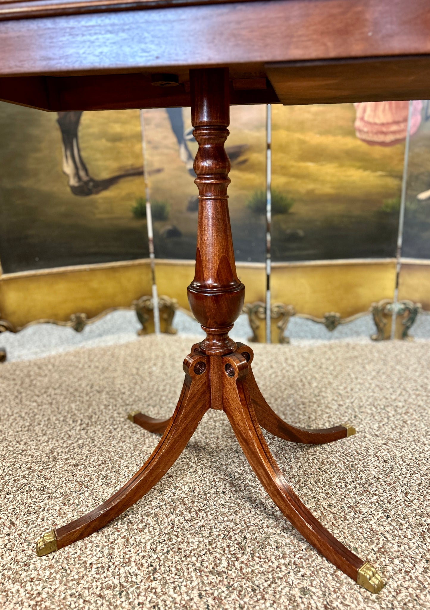 Antique, Duncan Phyfe Style Mahogany Game Table, Swivel Folding Top, with Storage