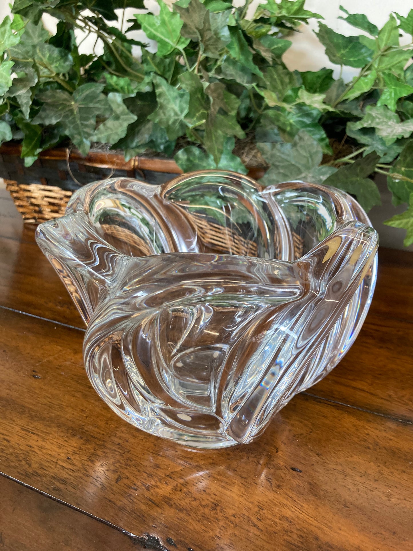 Vintage MCM Art Vannes-le-Châtel France Crystal Wave Centerpiece Bowl