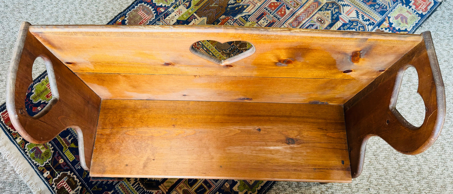 Primitive Wooden Bench With Heart Motif