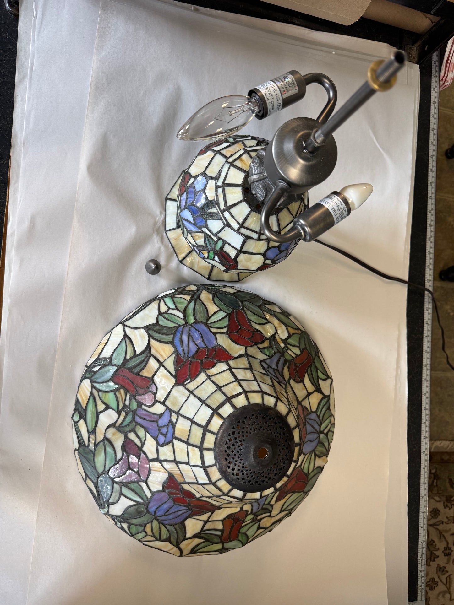 Tulip and Iris Stained Glass Table Lamp