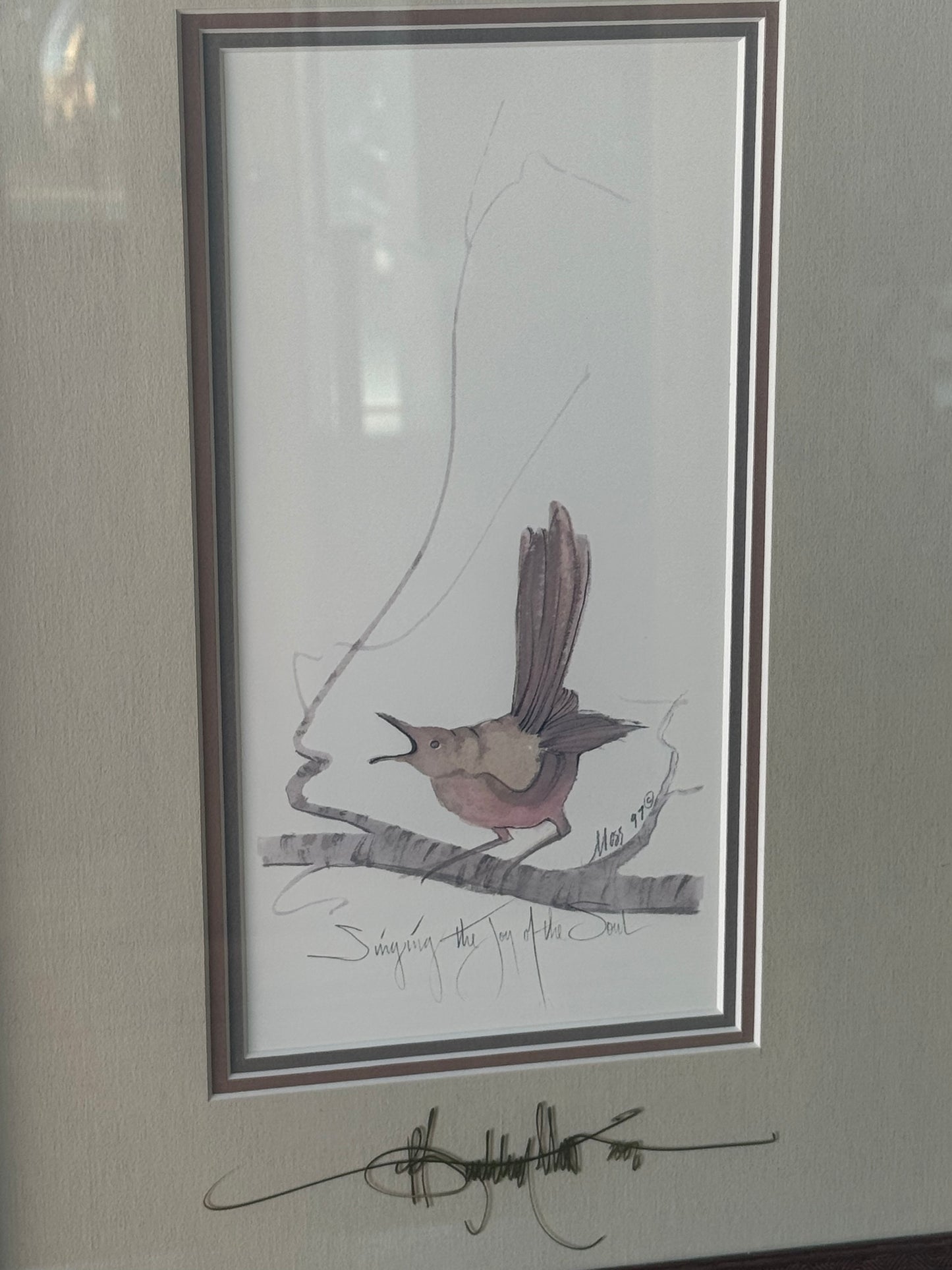 "Singing The Joy Of The Soul" P. Buckley Moss Signed Print- Matted & Framed