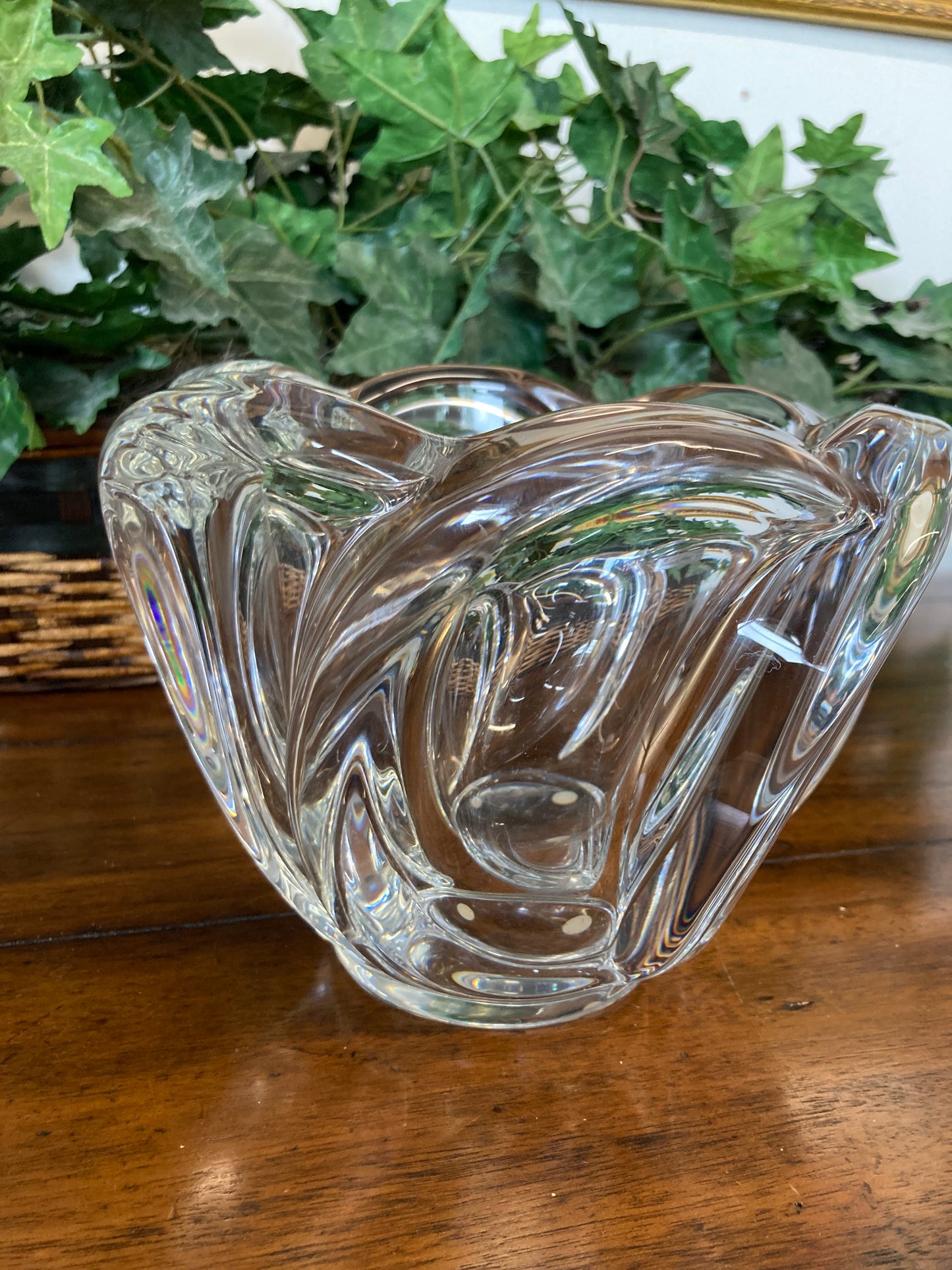 Vintage MCM Art Vannes-le-Châtel France Crystal Wave Centerpiece Bowl