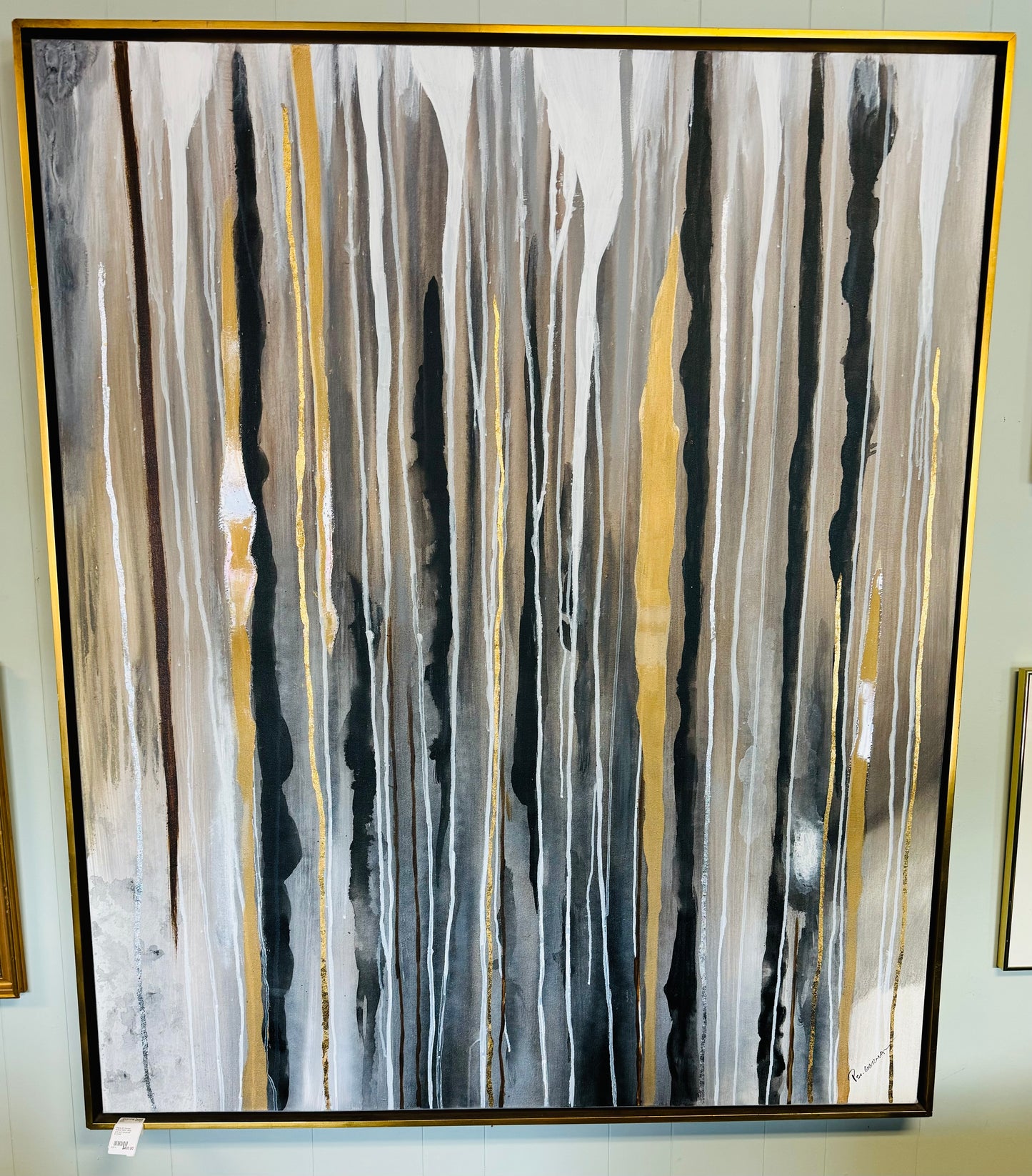 Patrick St. Germain Abstract Black, White and Gold Canvas Art