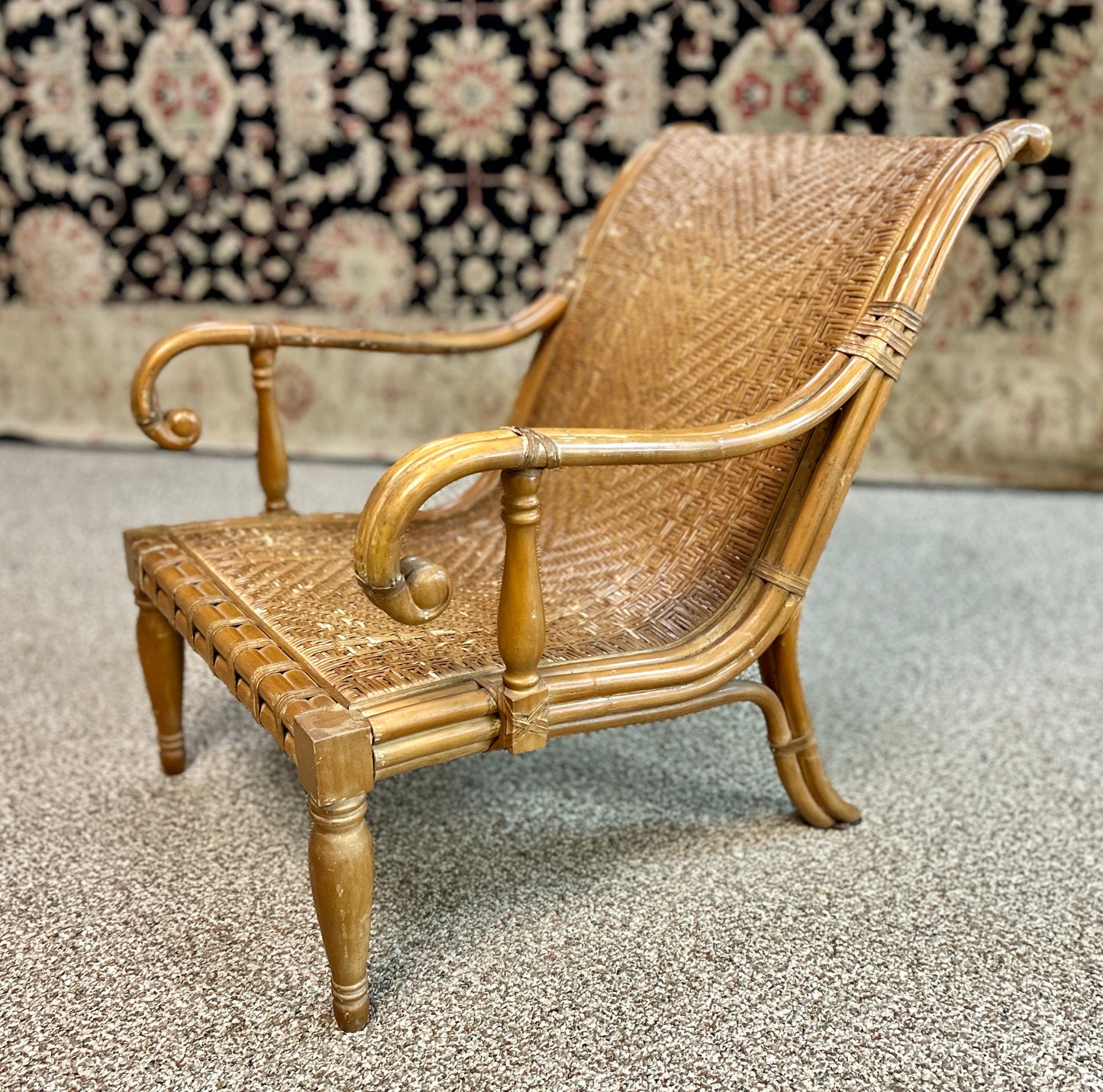 Beautiful, Vintage Bamboo and Wicker Accent Chair, 33" Tall x 26" Wide