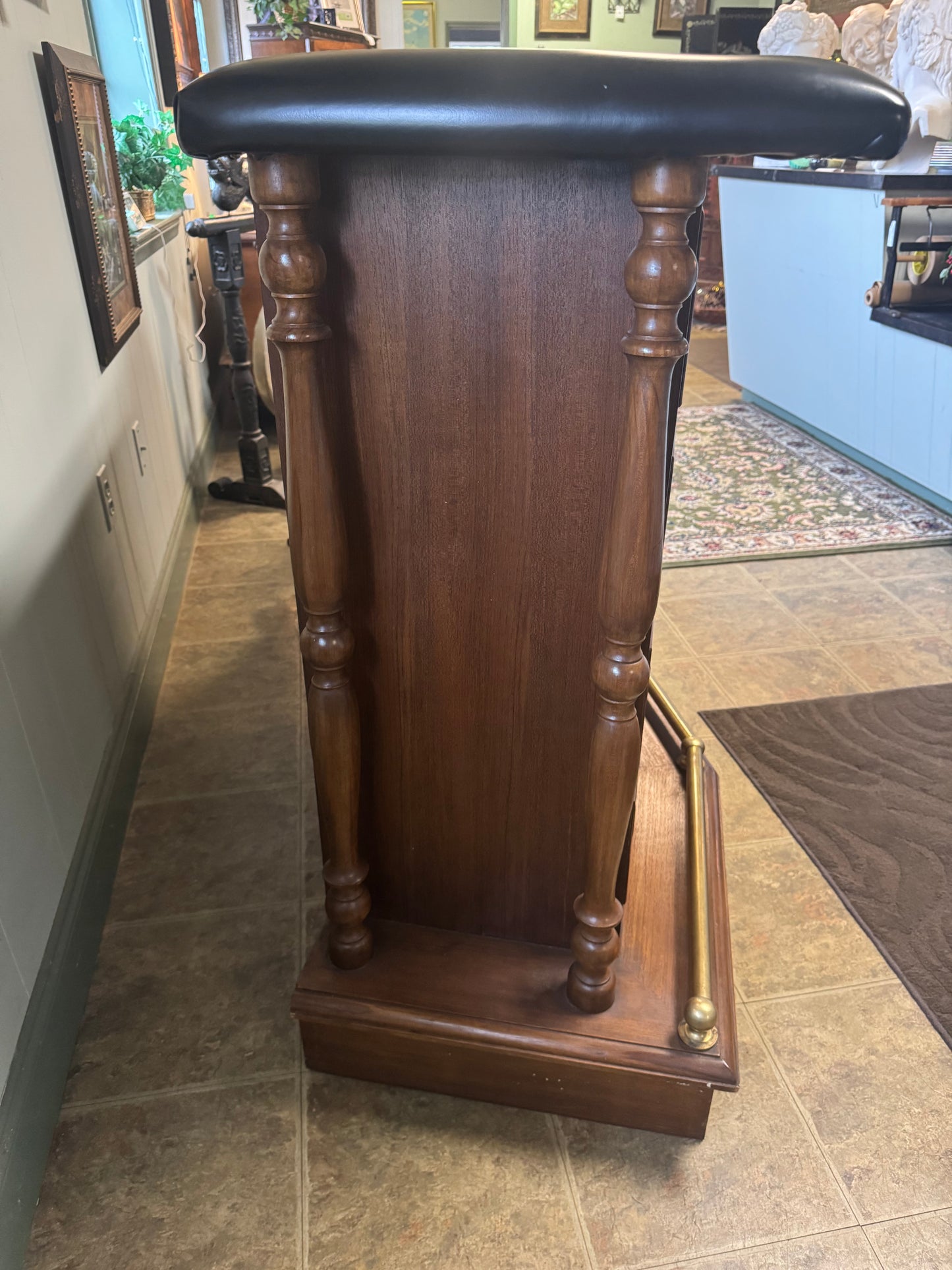 Teak, Marble And Leather Home Bar