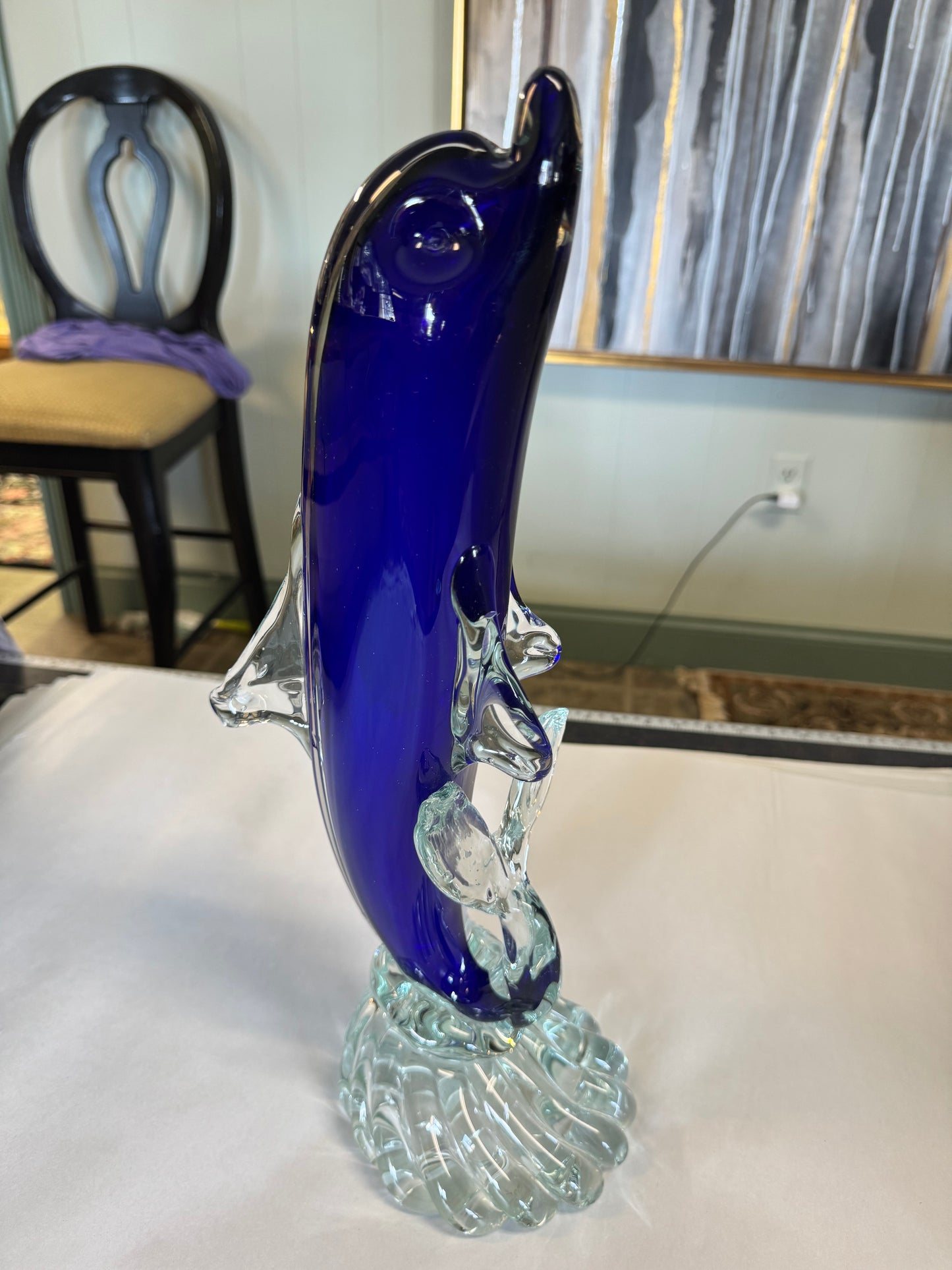 Murano Glass Cobalt Blue Dolphin Figurine
