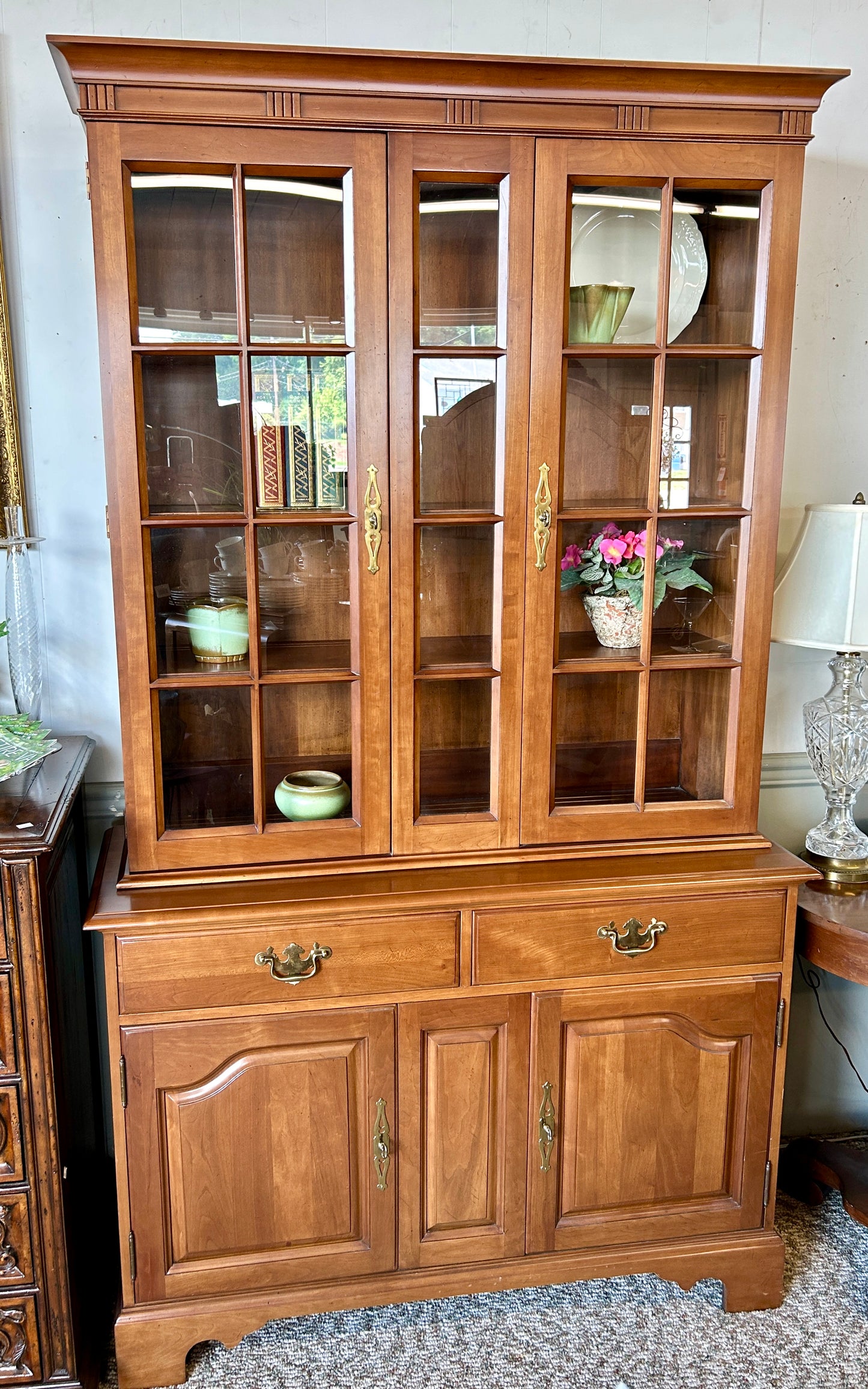 Davis Cabinet Co. Cherry China Hutch, Handcrafted Solid Wood, 84" Tall