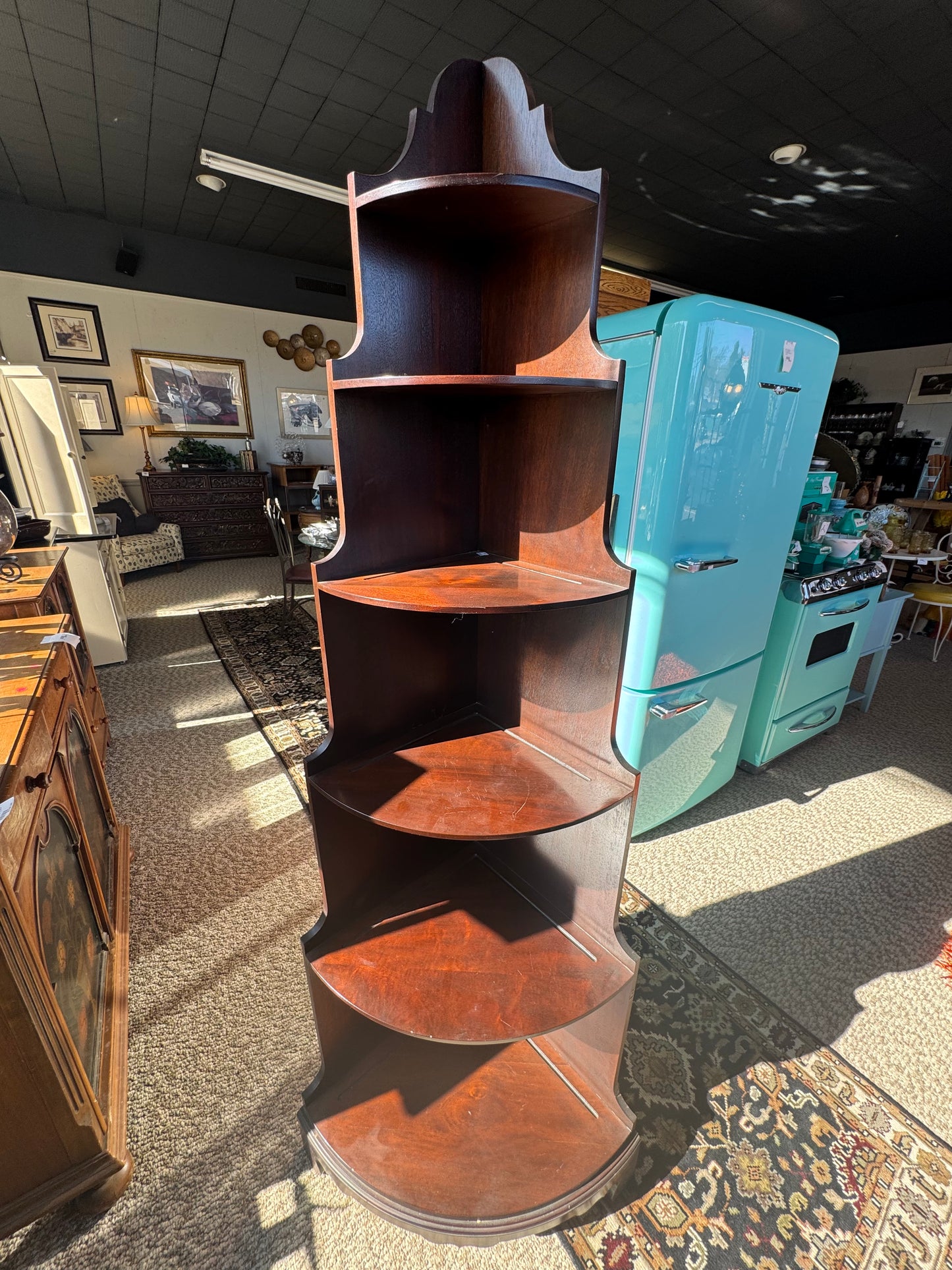 Mahogany Six-Tier Corner Shelf