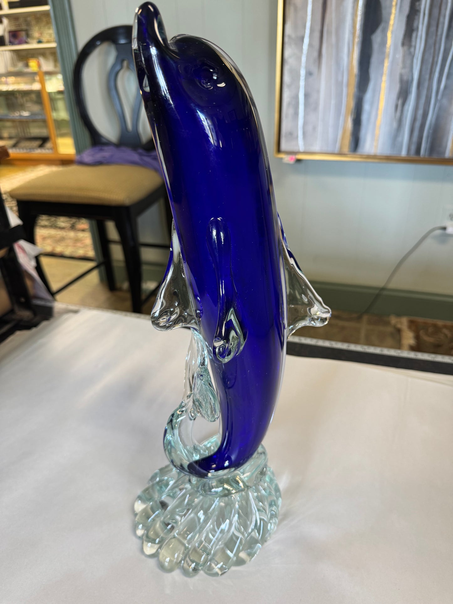 Murano Glass Cobalt Blue Dolphin Figurine