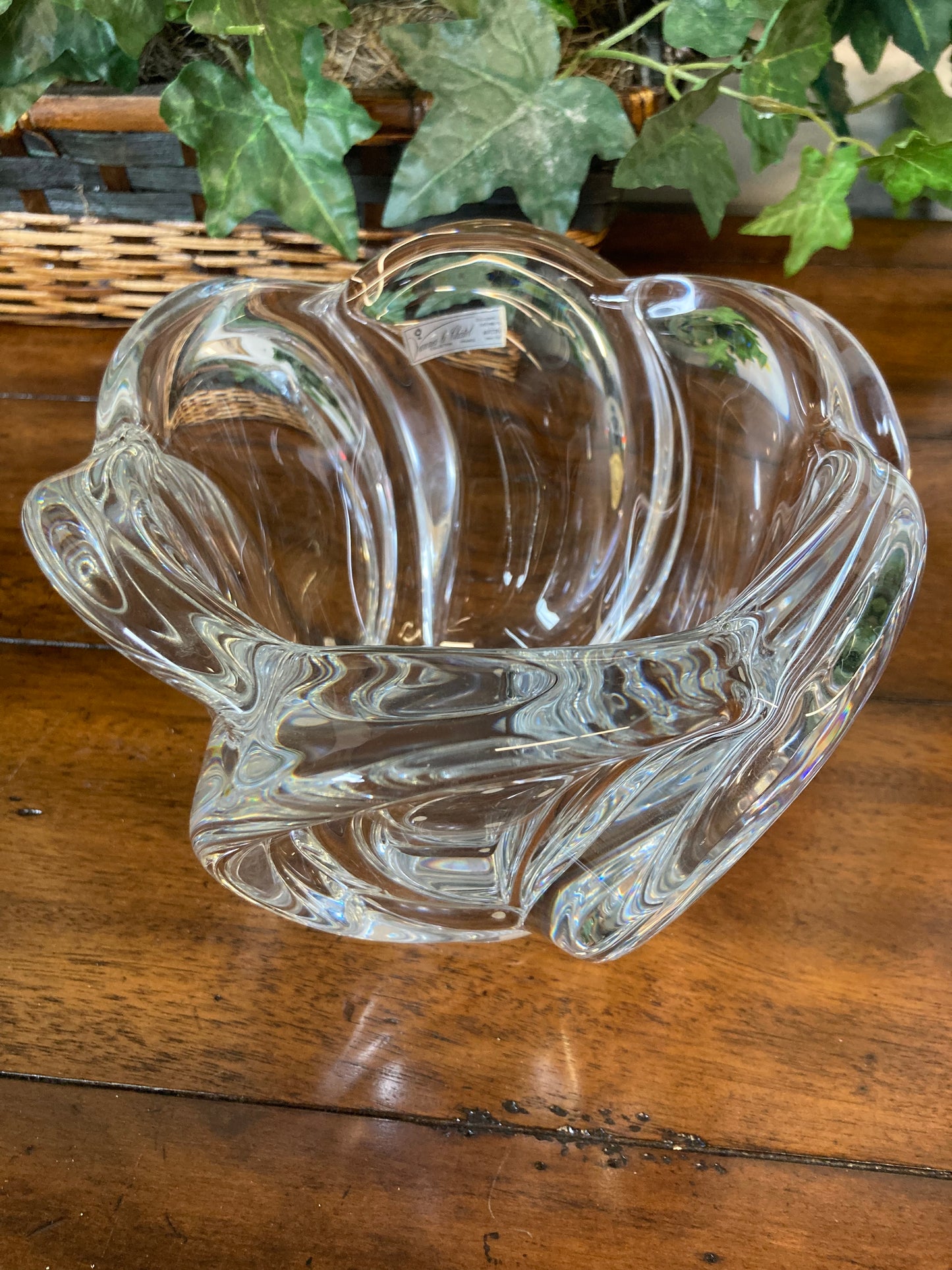 Vintage MCM Art Vannes-le-Châtel France Crystal Wave Centerpiece Bowl