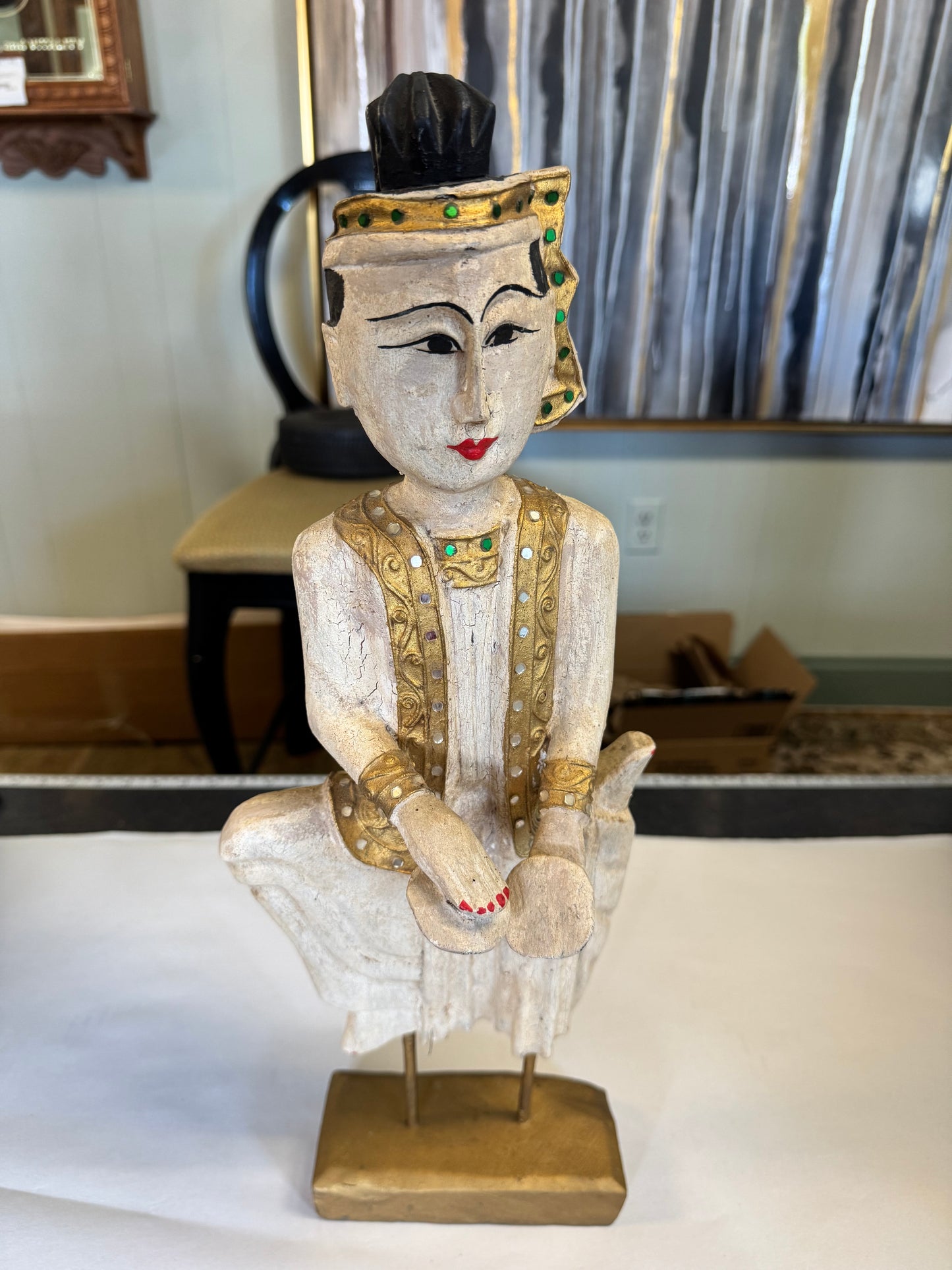 Pair Of Wooden Hand-Carved Statues