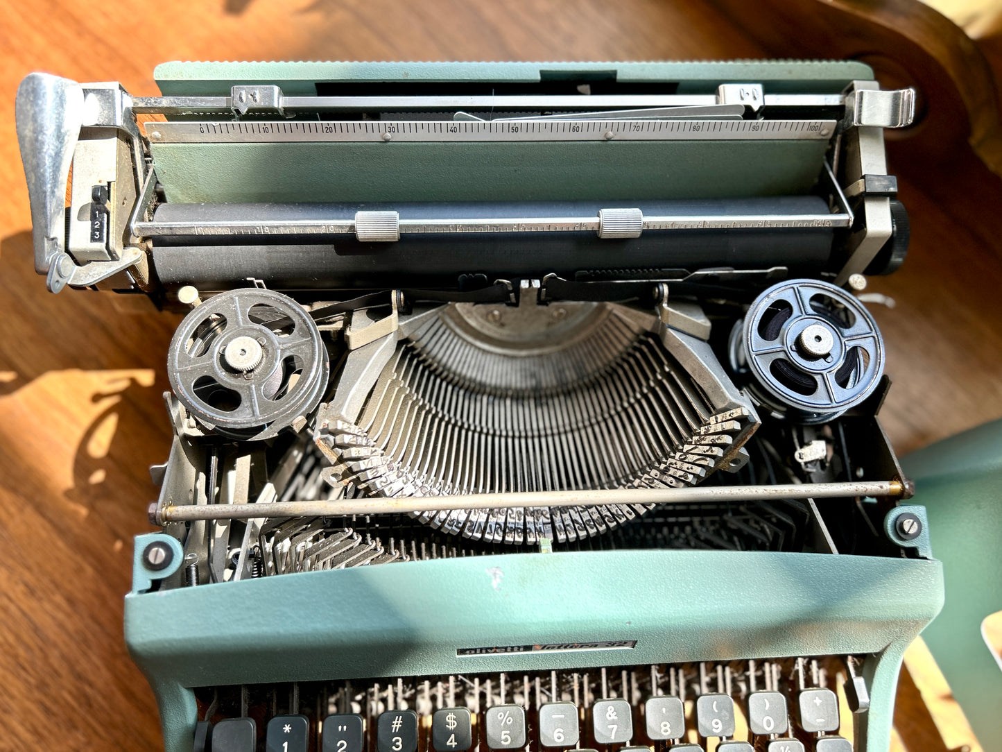 Vintage Blue 1964 Olivetti Lettera 32 Typewriter, Made in Barcelona, Spain, with Pica Font & Original Case