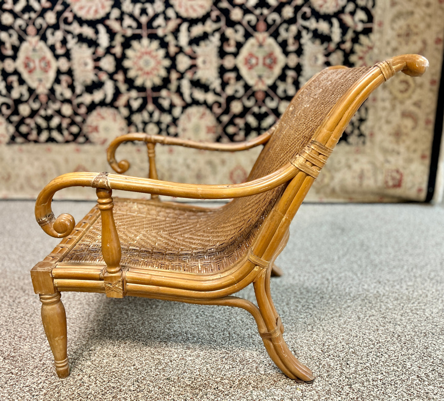 Beautiful, Vintage Bamboo and Wicker Accent Chair, 33" Tall x 26" Wide