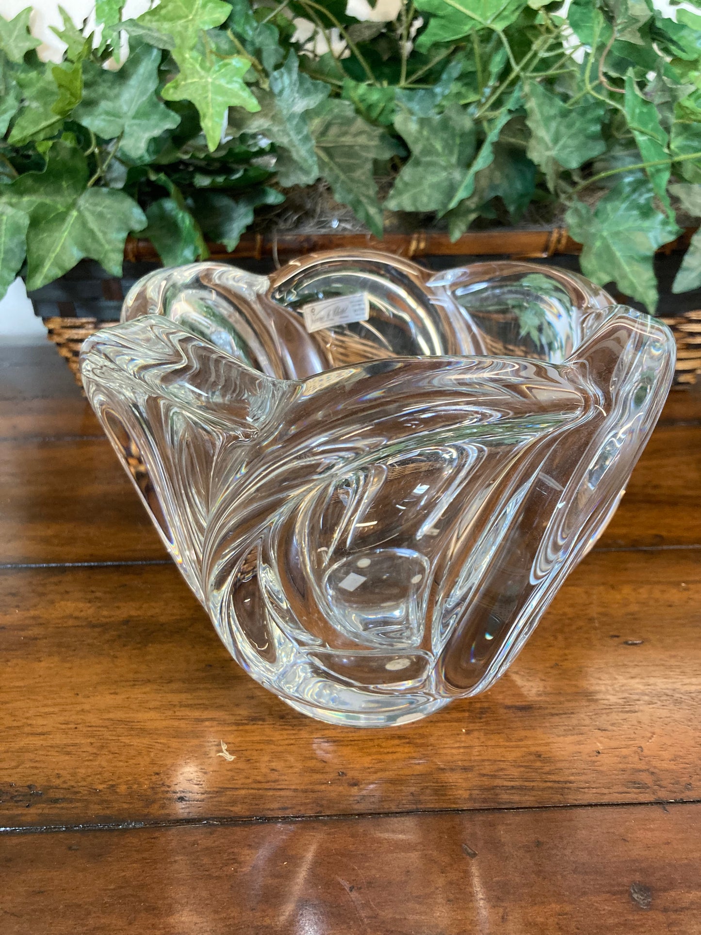 Vintage MCM Art Vannes-le-Châtel France Crystal Wave Centerpiece Bowl