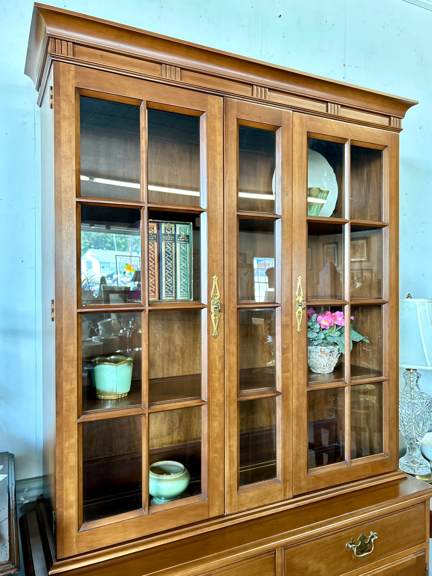 Davis Cabinet Co. Cherry China Hutch, Handcrafted Solid Wood, 84" Tall