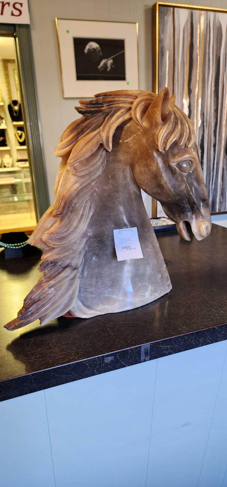 Authentic Signed Spanish Alabaster Horse Head