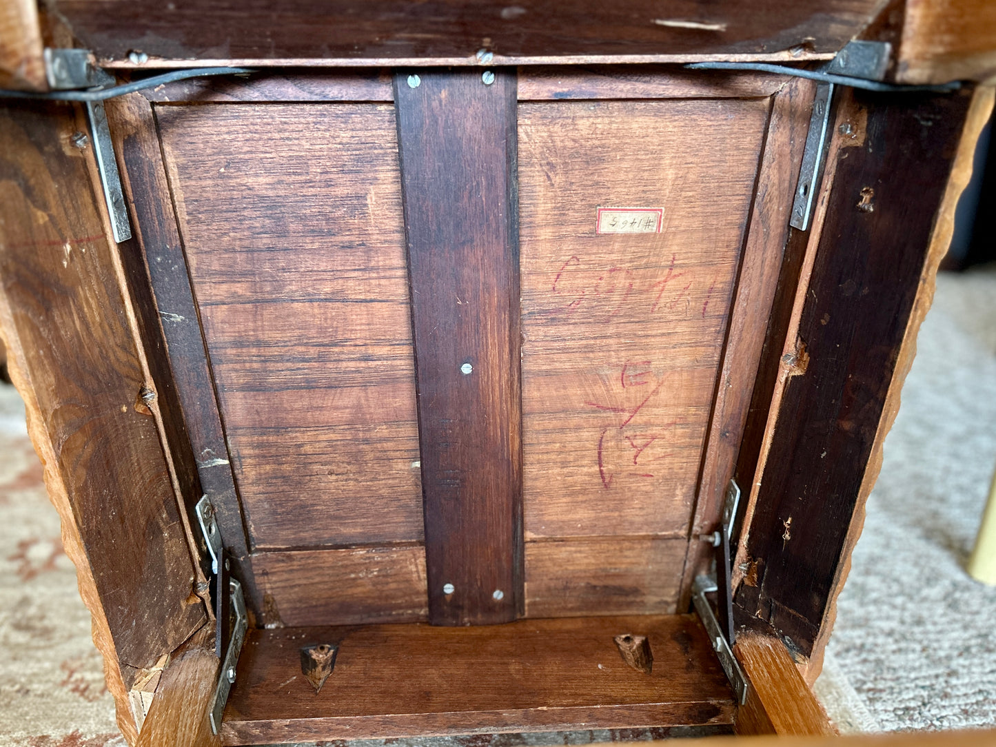 Ornately Carved, Glass-Topped Asian Desk with Two Chairs, Beautiful, Intricately Carved Motifs