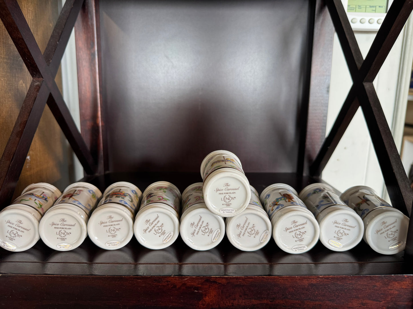 Set Of Ten Lenox Carousel Spice Jars