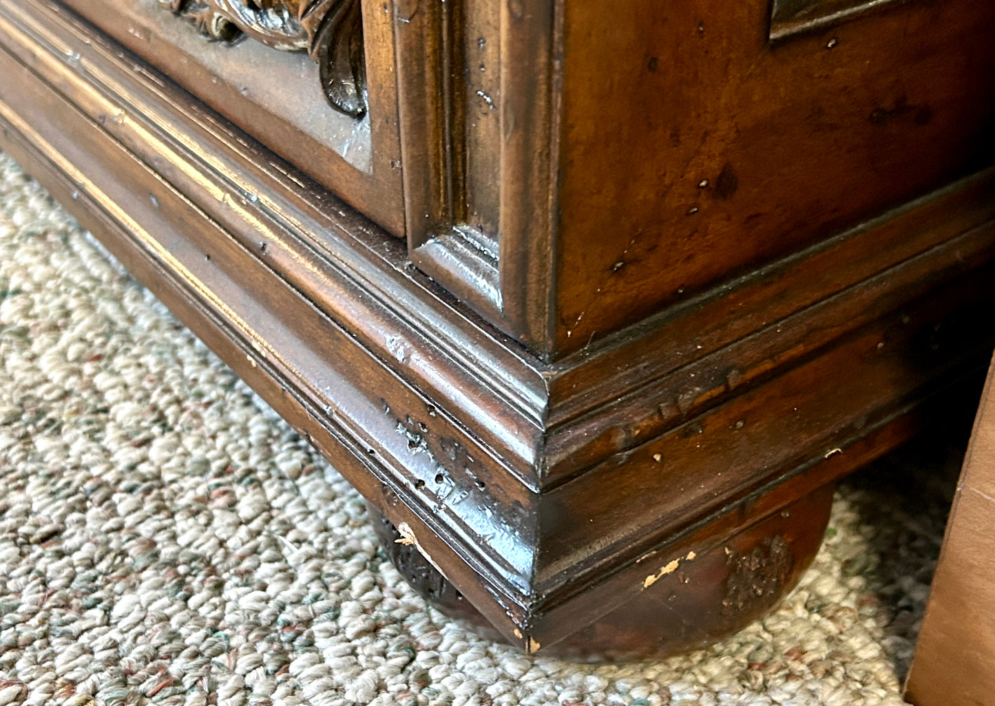 Baroque Chest, 6 Drawer Oak & Walnut Belgian Dresser, 54" Wide