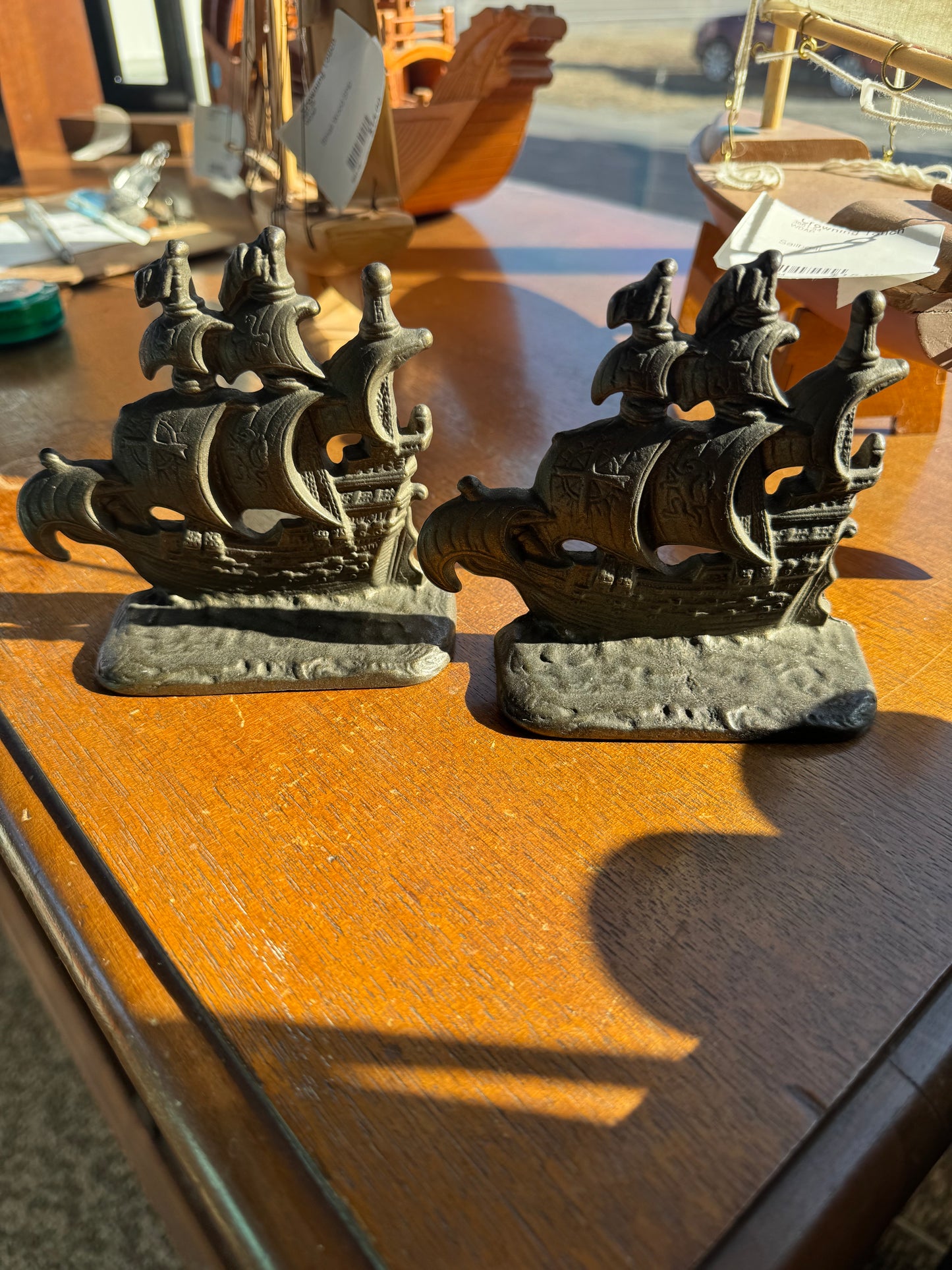 Cast Iron Pirate Galleon 1928 Bookends