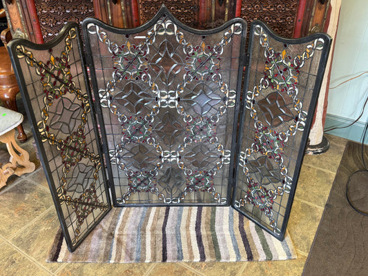 Meyda Tiffany Victorian Beveled Folding Fireplace Screen