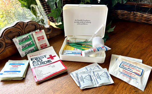 Vintage Norfolk Southern Railroad First Aid Kit, with Supplies, 1970s