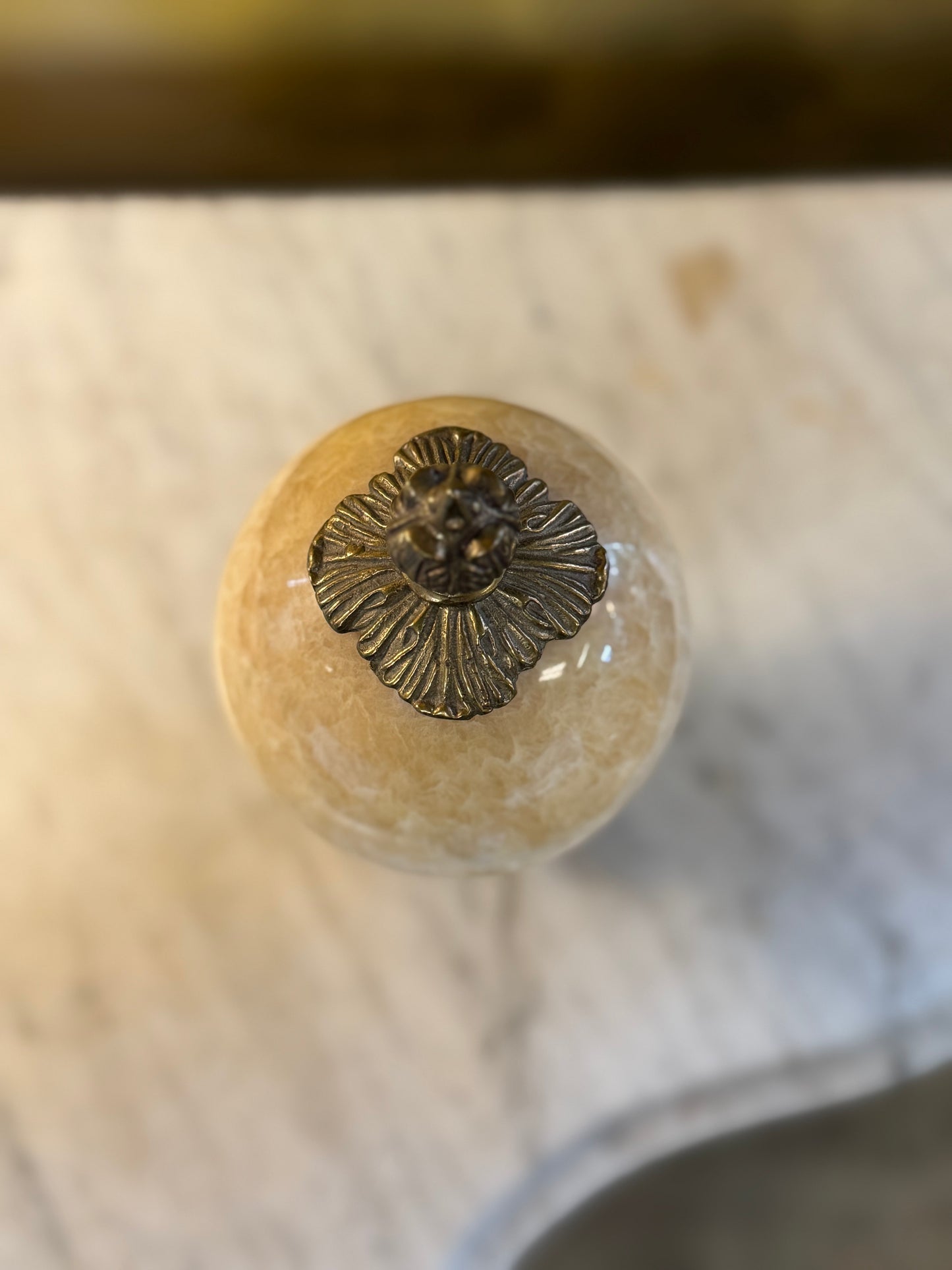 Large Vintage Alabaster & Brass Egg