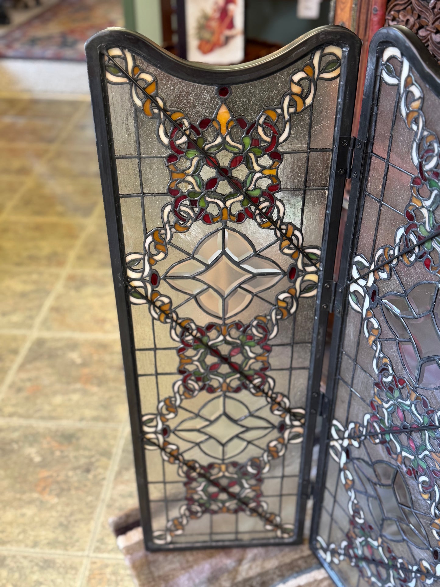 Meyda Tiffany Victorian Beveled Folding Fireplace Screen