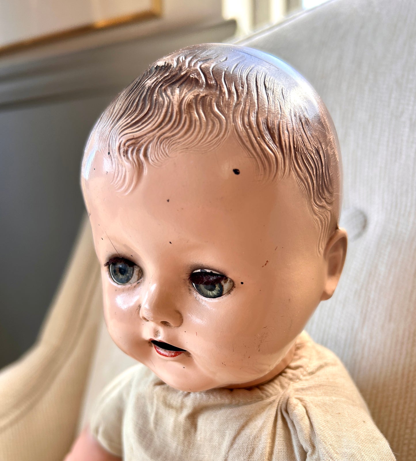 1940s Baby Doll by Ideal, Molded Hair, Sleep Eyes, Cries, 20" Long