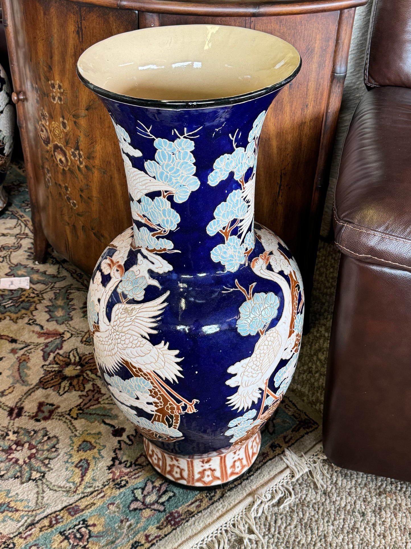 Large "Bird Paradise" Floor Vase