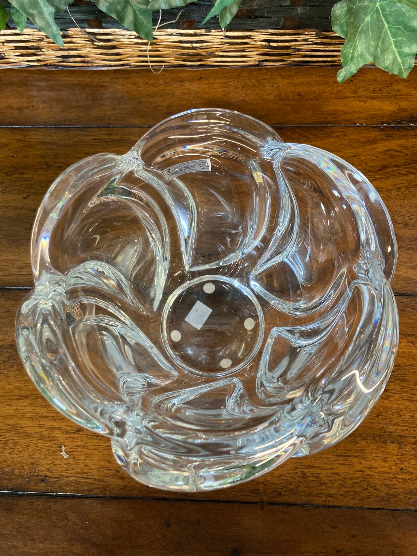 Vintage MCM Art Vannes-le-Châtel France Crystal Wave Centerpiece Bowl