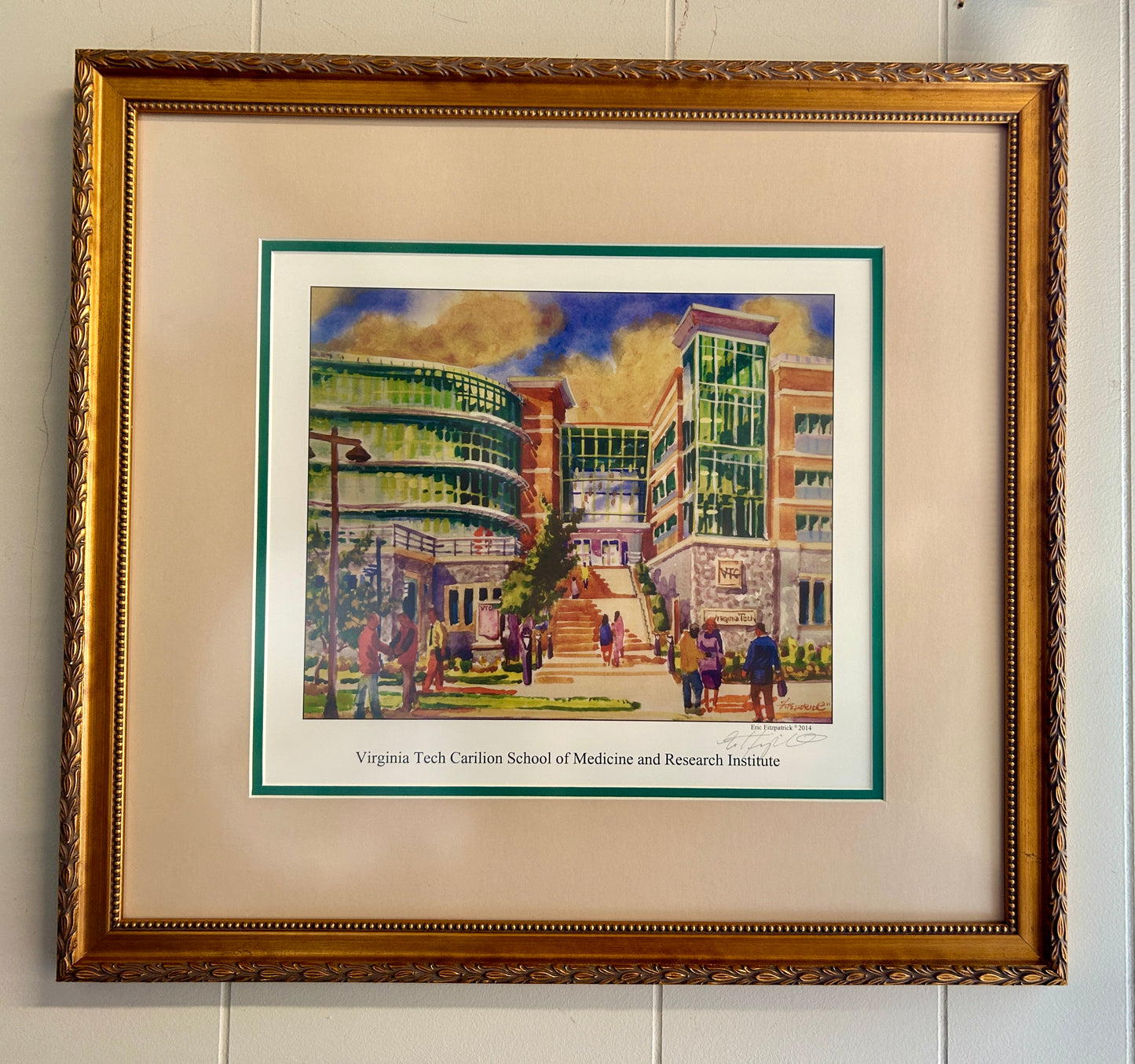 Signed Print, Virginia Tech Carilion School of Medicine and Research Institute, Eric Fitzpatrick, 20", Custom Matted and Framed