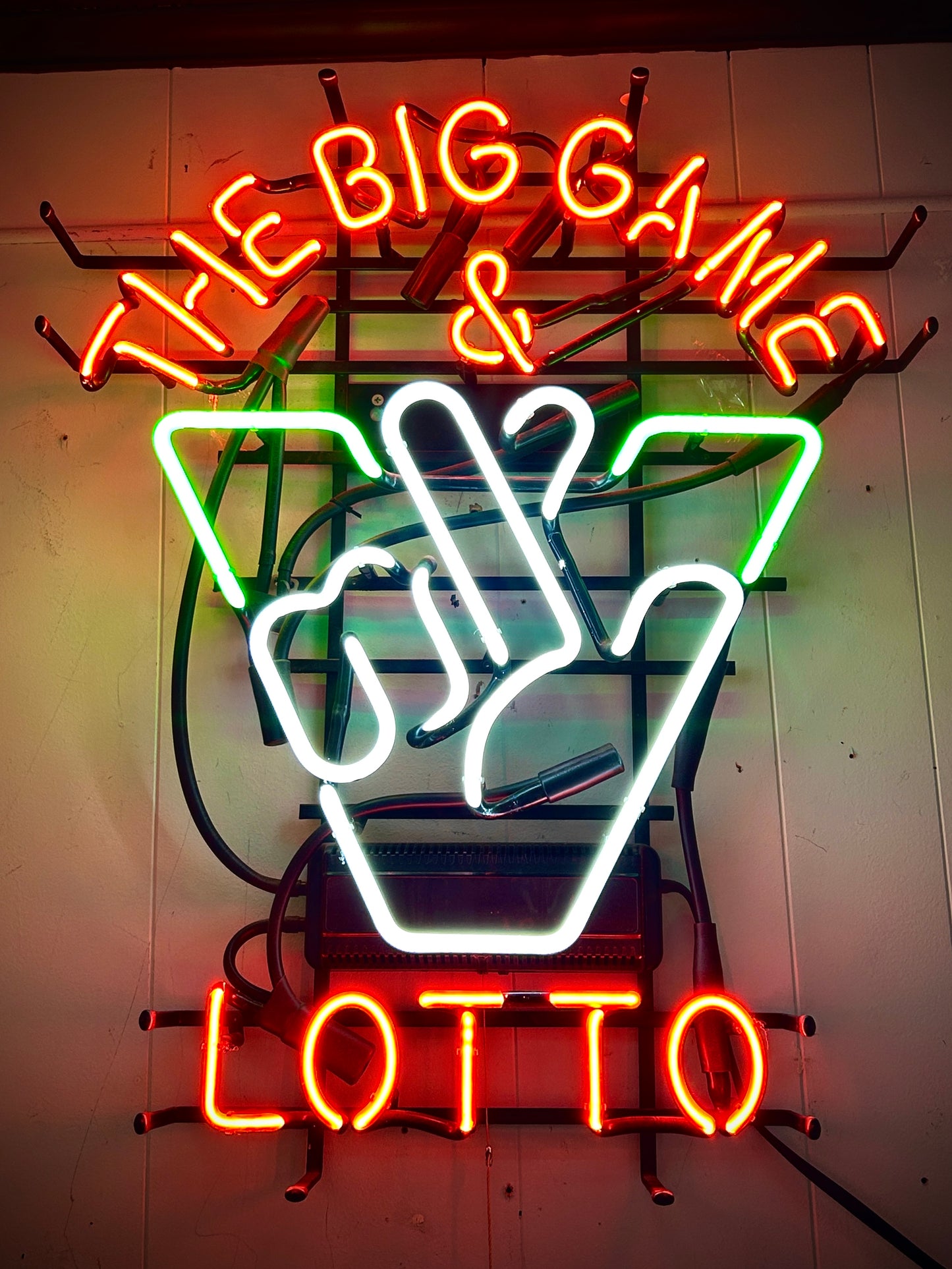 Neon Sign, Virginia Lotto, The Big Game & Lottery, 28" x 23" Light